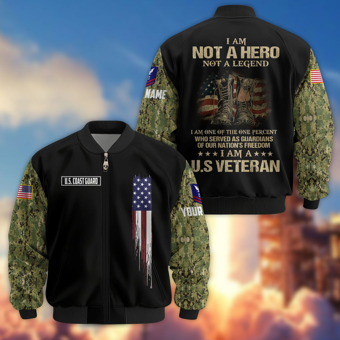 Premium Custom USCG Veteran Bomber Jacket VPVC804205, Gifts For Coast Guard Veteran, Gifts On Father's Day, Veterans Day.
