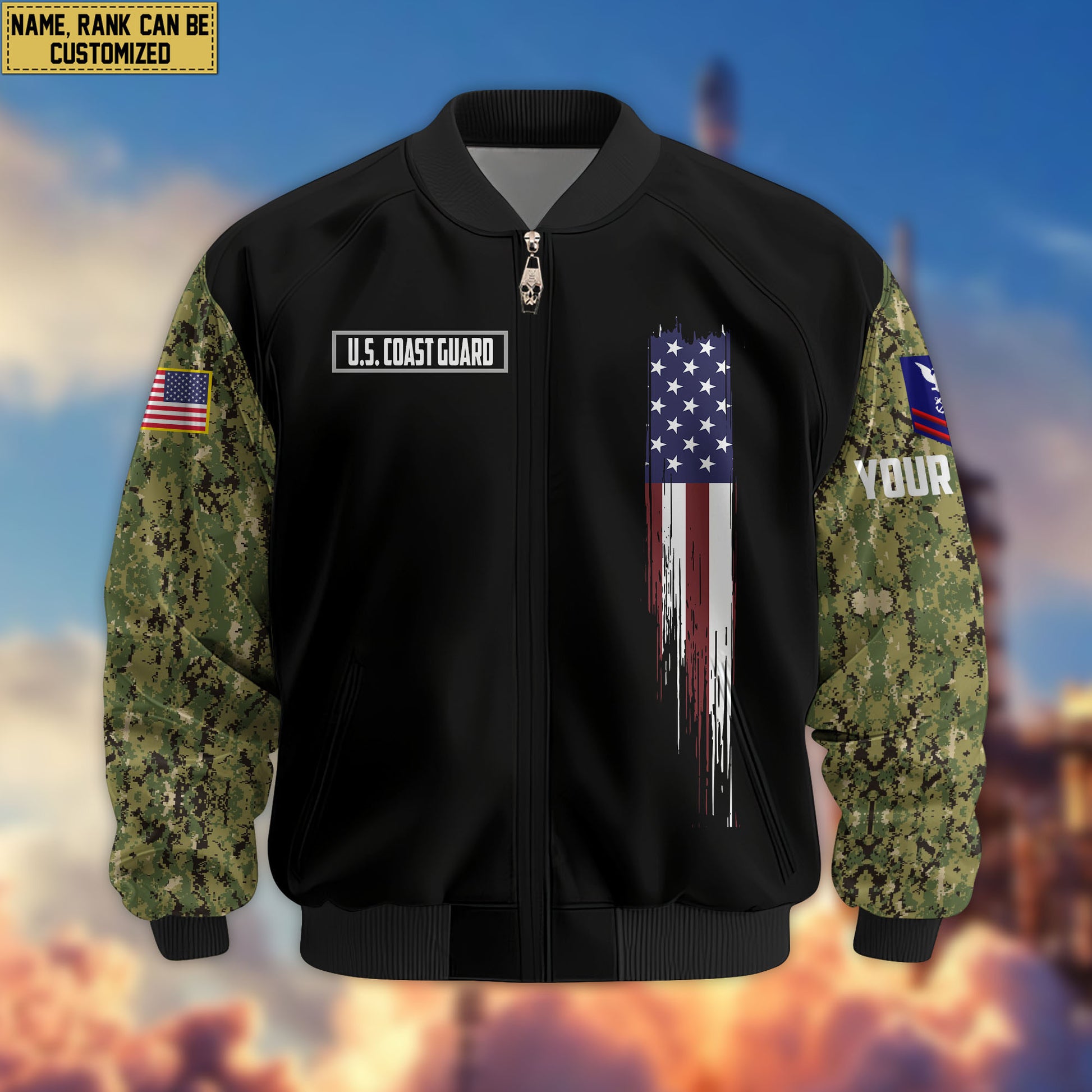 Premium Custom USCG Veteran Bomber Jacket VPVC804205, Gifts For Coast Guard Veteran, Gifts On Father's Day, Veterans Day.