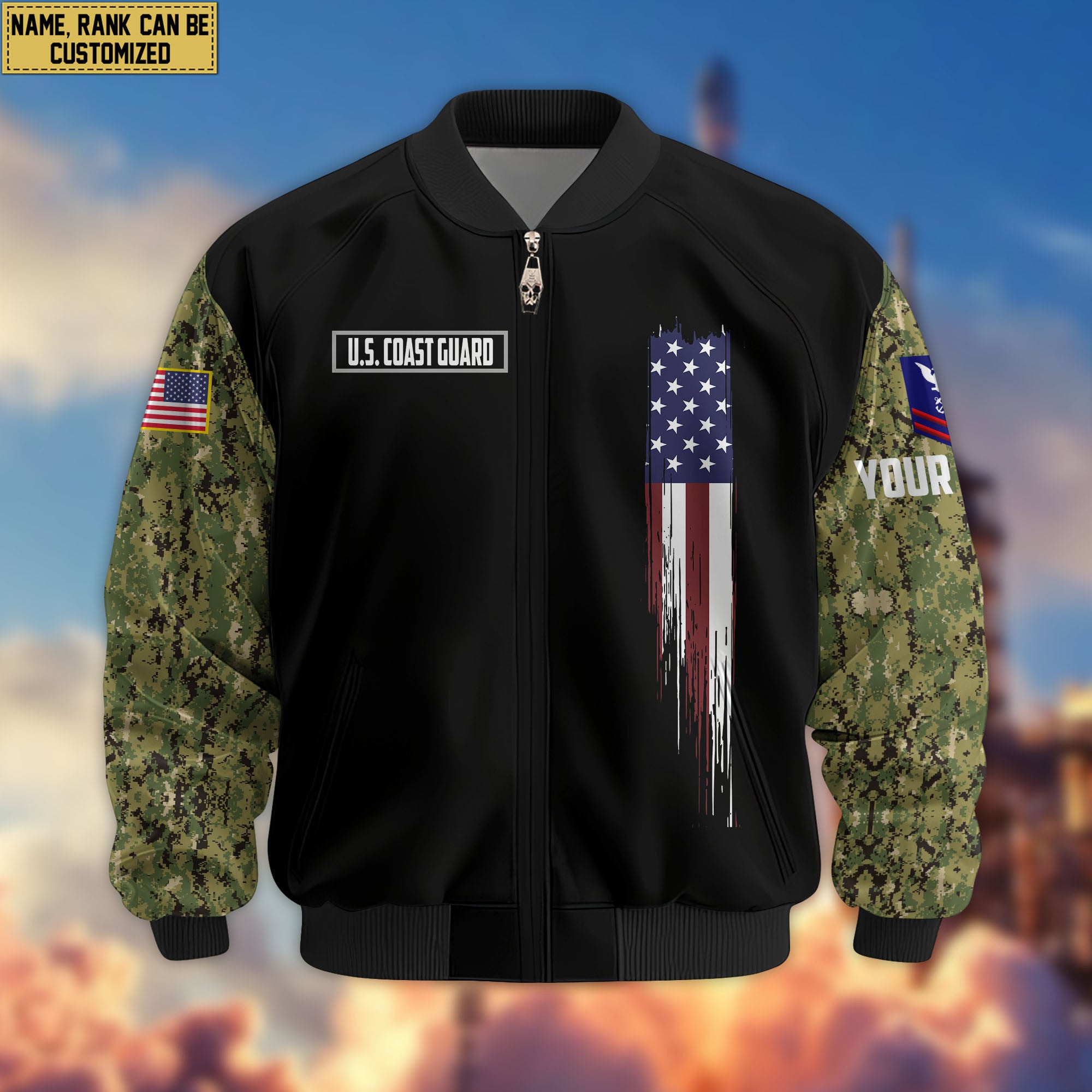 Premium Custom USCG Veteran Bomber Jacket VPVC804205, Gifts For Coast Guard Veteran, Gifts On Father's Day, Veterans Day.