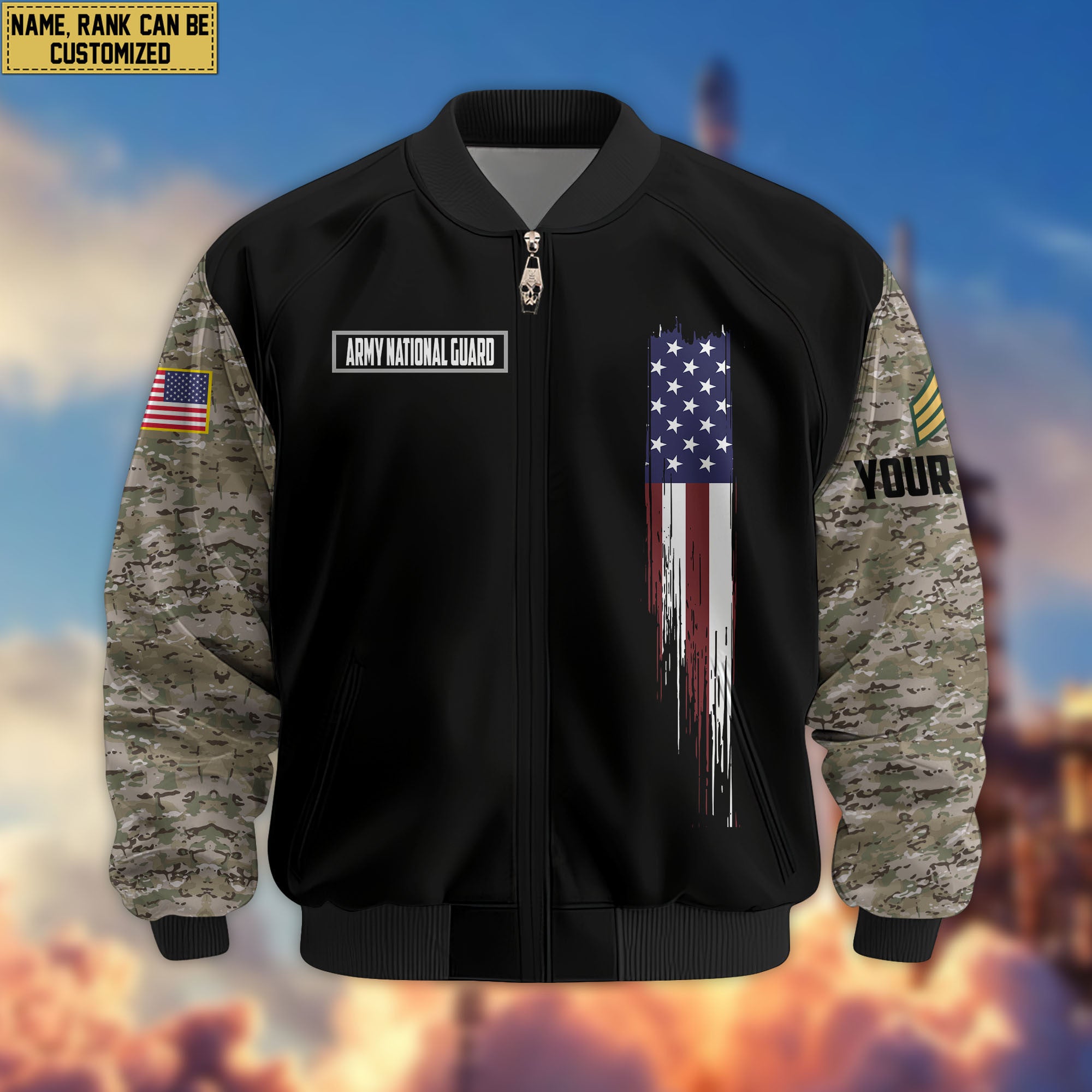 Premium Custom US Army National Guard Veteran Bomber Jacket VPVC804208, Gifts For Army National Guard Veteran, Gifts On Father's Day, Veterans Day.