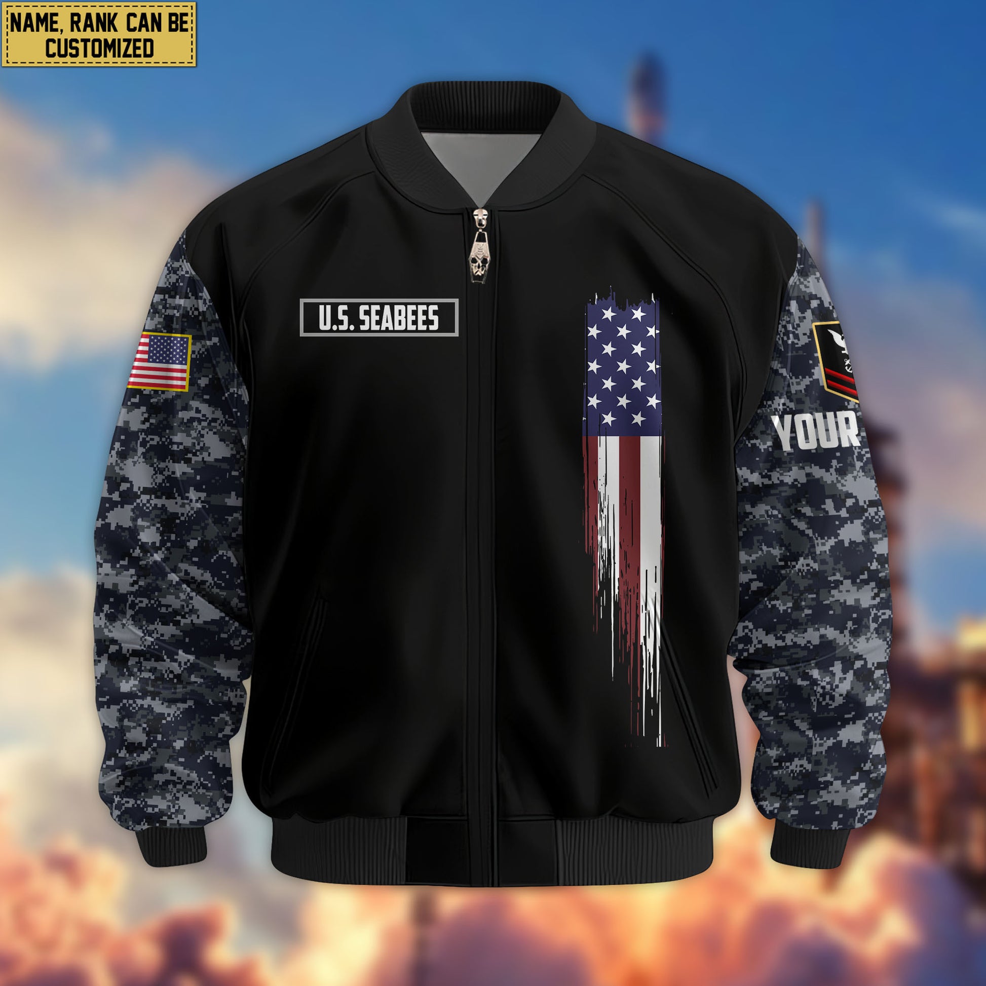 Premium Custom US Seabees Bomber Jacket VPVC804209, Gifts For Seabees Veteran, Gifts On Father's Day, Veterans Day.
