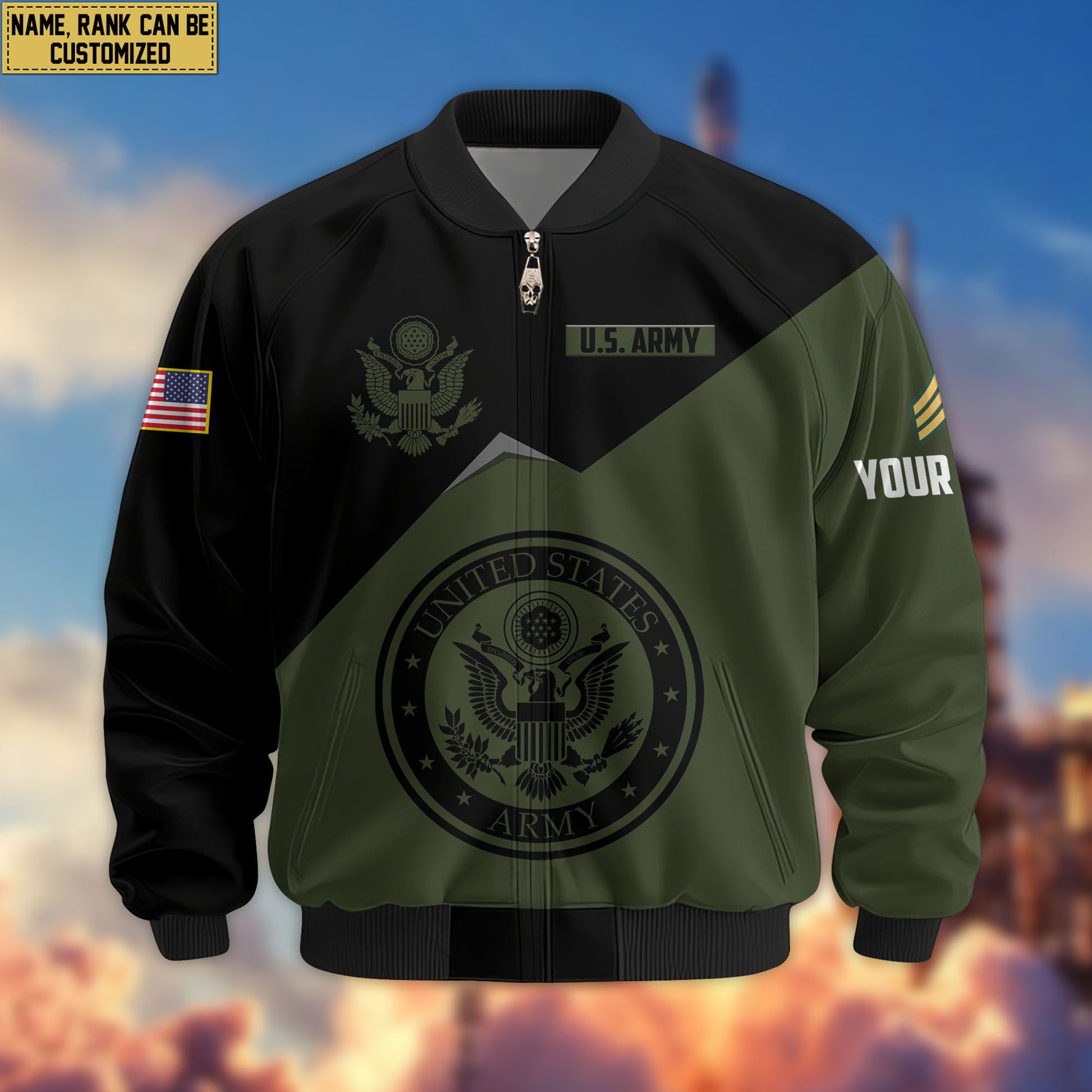 Premium Custom US Army Veteran Bomber Jacket VPVC804301, Gifts For US Army Veteran, Gifts On Father's Day, Veterans Day.