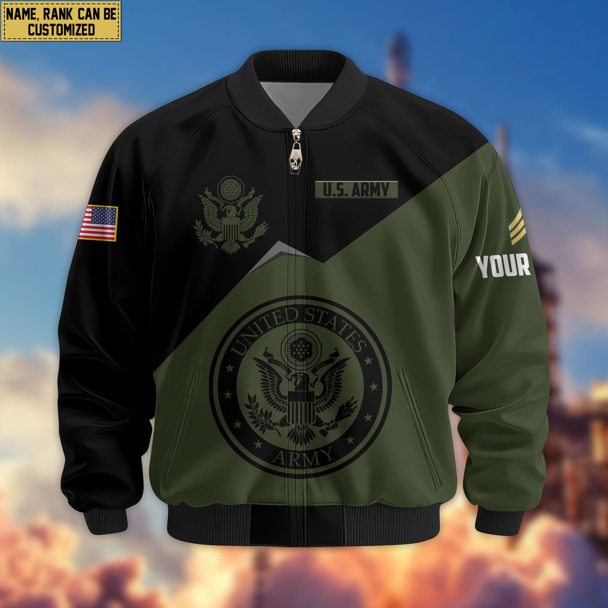 Premium Custom US Army Veteran Bomber Jacket VPVC804301, Gifts For US Army Veteran, Gifts On Father's Day, Veterans Day.