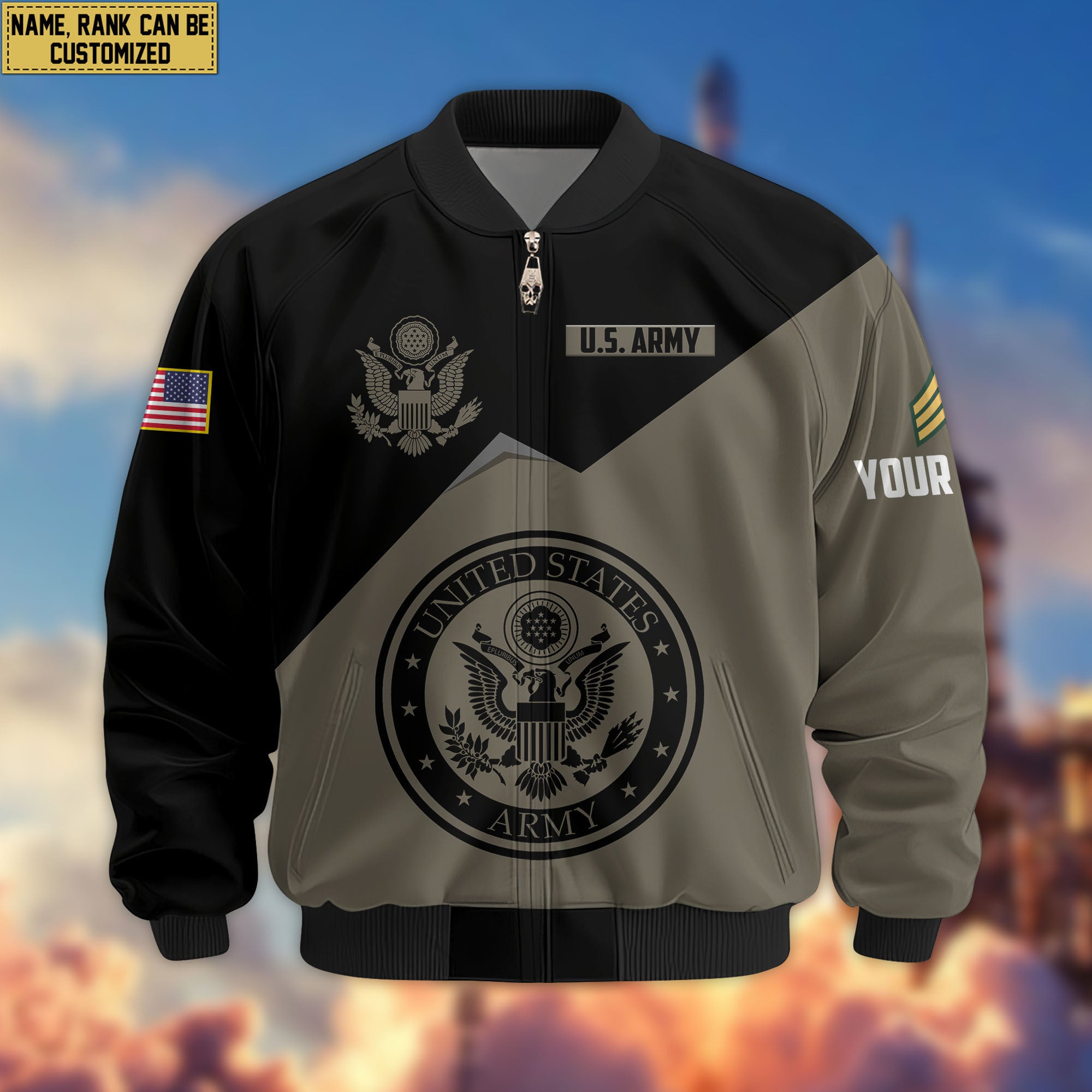 Premium Custom US Army Veteran Bomber Jacket VPVC804310, Gifts For US Army Veteran, Gifts On Father's Day, Veterans Day.