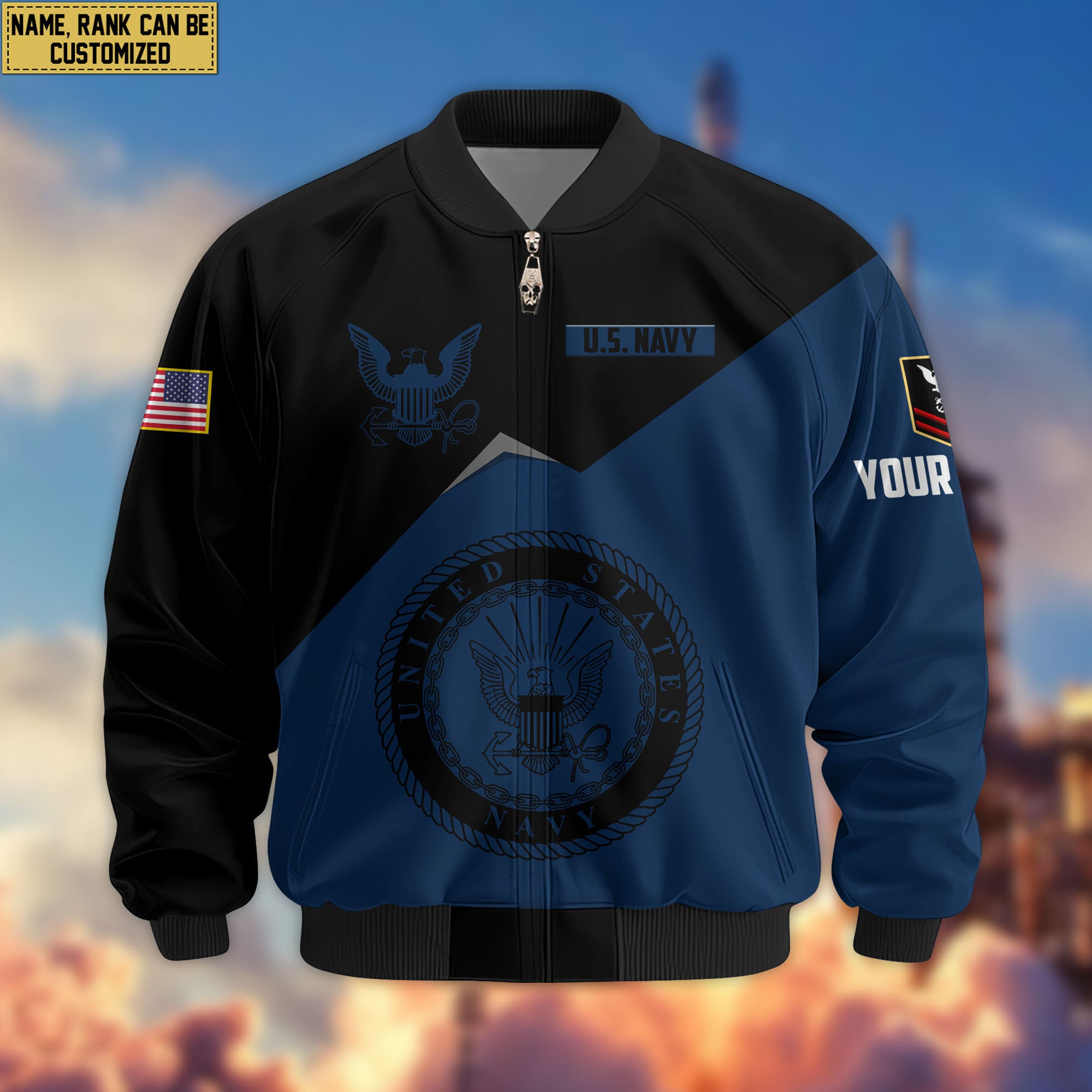 Premium Custom US Navy Veteran Bomber Jacket VPVC804302, Gifts For US Navy Veteran, Gifts On Father's Day, Veterans Day.