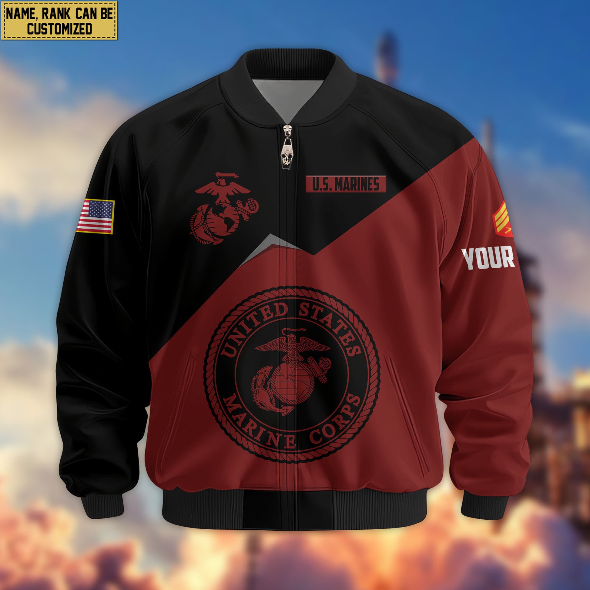 Premium Custom USMC Veteran Bomber Jacket VPVC804303, Gifts For US Marine Veteran, Gifts On Father's Day, Veterans Day.