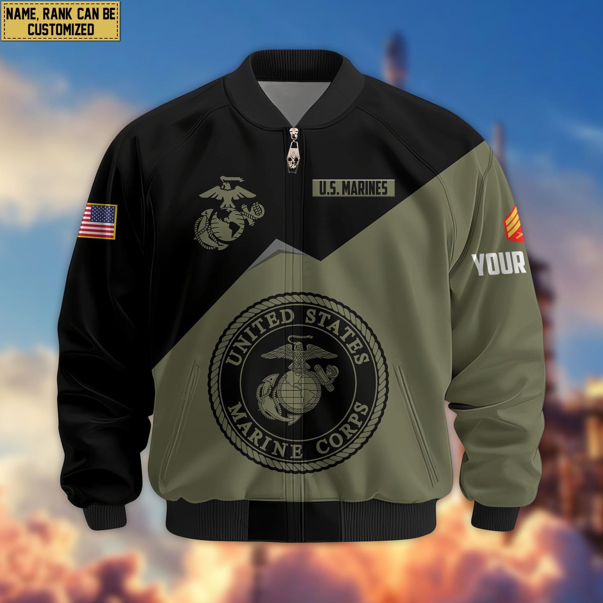 Premium Custom USMC Veteran Bomber Jacket VPVC804311, Gifts For US Marine Veteran, Gifts On Father's Day, Veterans Day.
