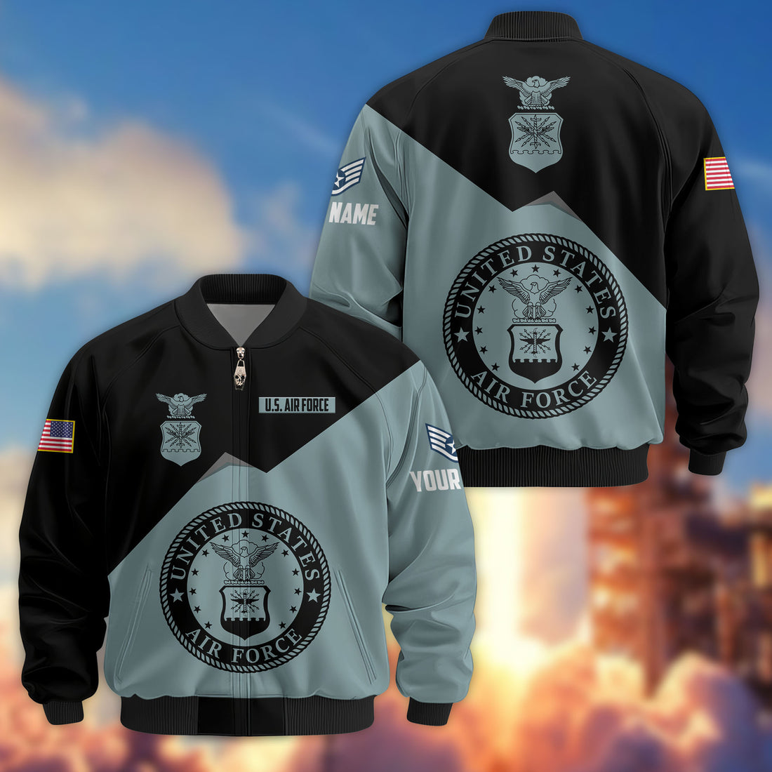 Premium Custom USAF Veteran Bomber Jacket VPVC804304, Gifts For US Air Force Veteran, Gifts On Father's Day, Veterans Day.