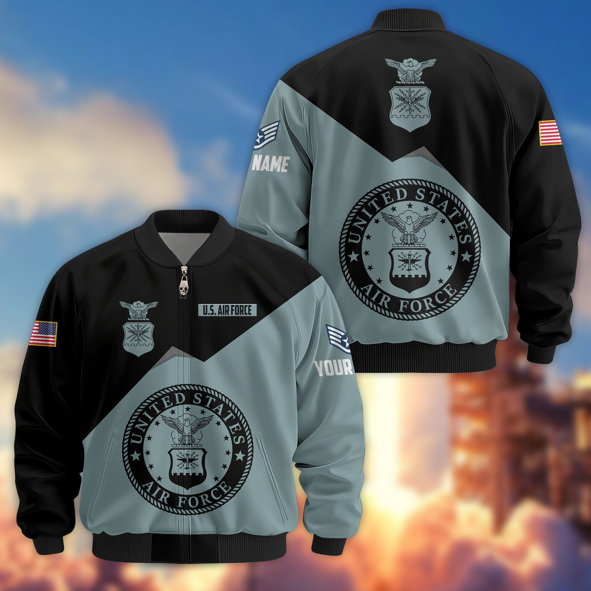 Premium Custom USAF Veteran Bomber Jacket VPVC804304, Gifts For US Air Force Veteran, Gifts On Father's Day, Veterans Day.