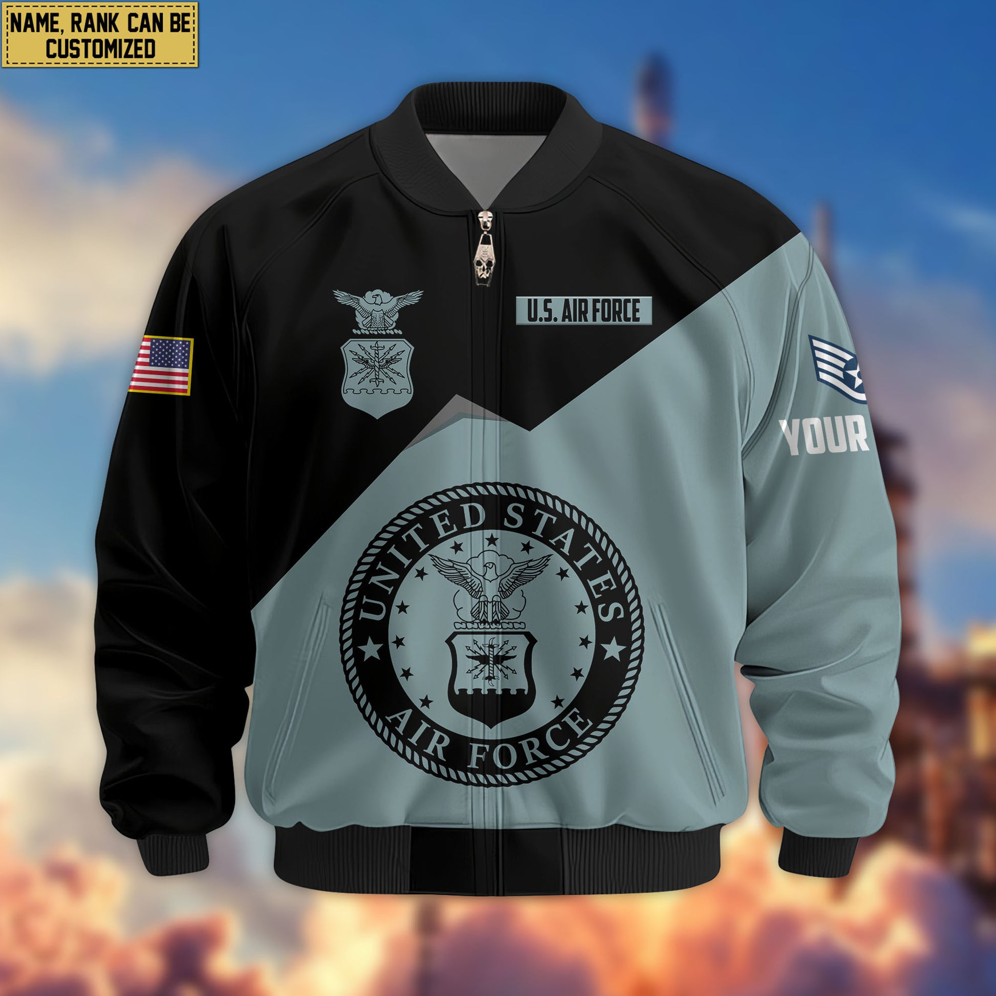 Premium Custom USAF Veteran Bomber Jacket VPVC804304, Gifts For US Air Force Veteran, Gifts On Father's Day, Veterans Day.
