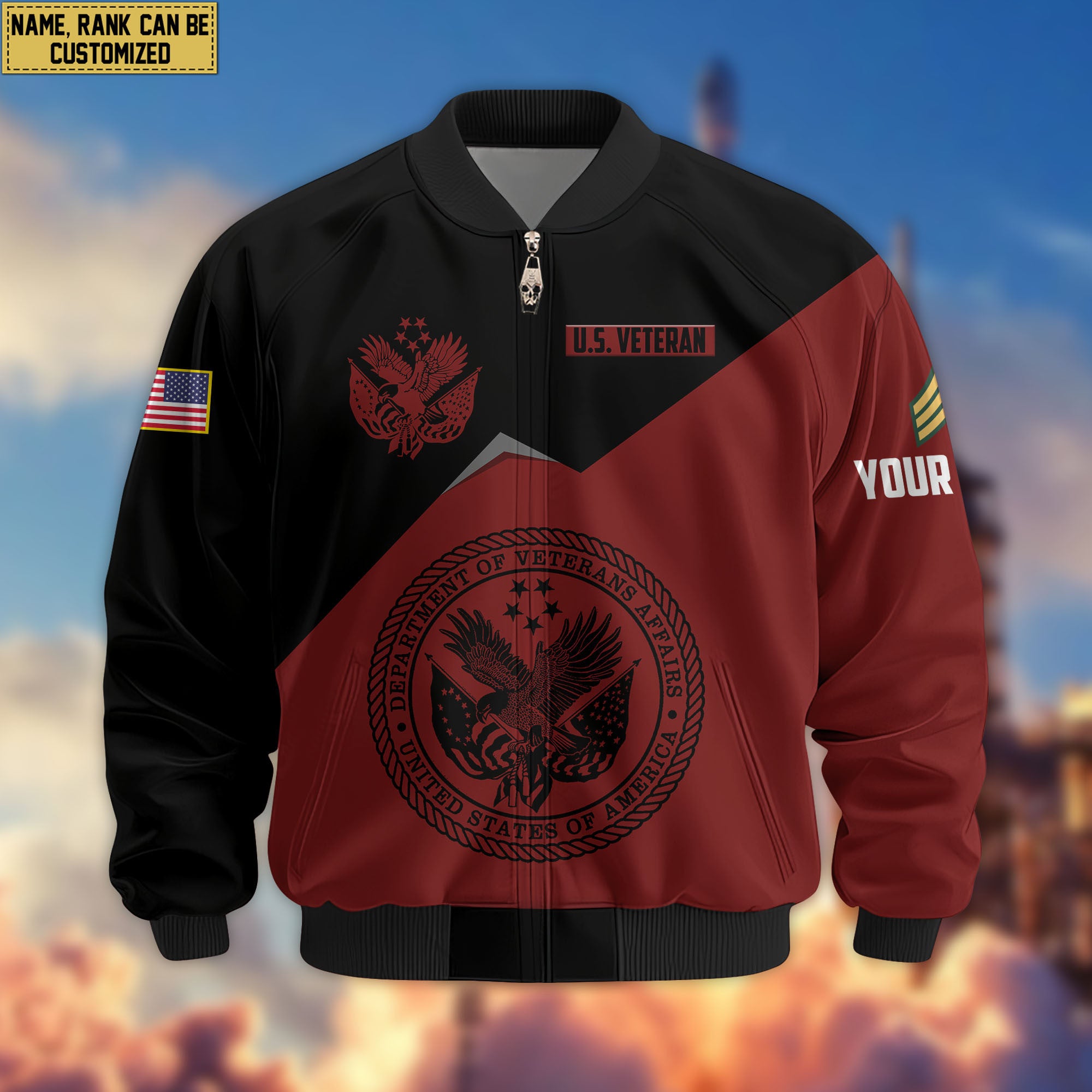 Premium Custom US Veteran Bomber Jacket VPVC804307, Gifts For US Veteran, Gifts On Father's Day, Veterans Day.