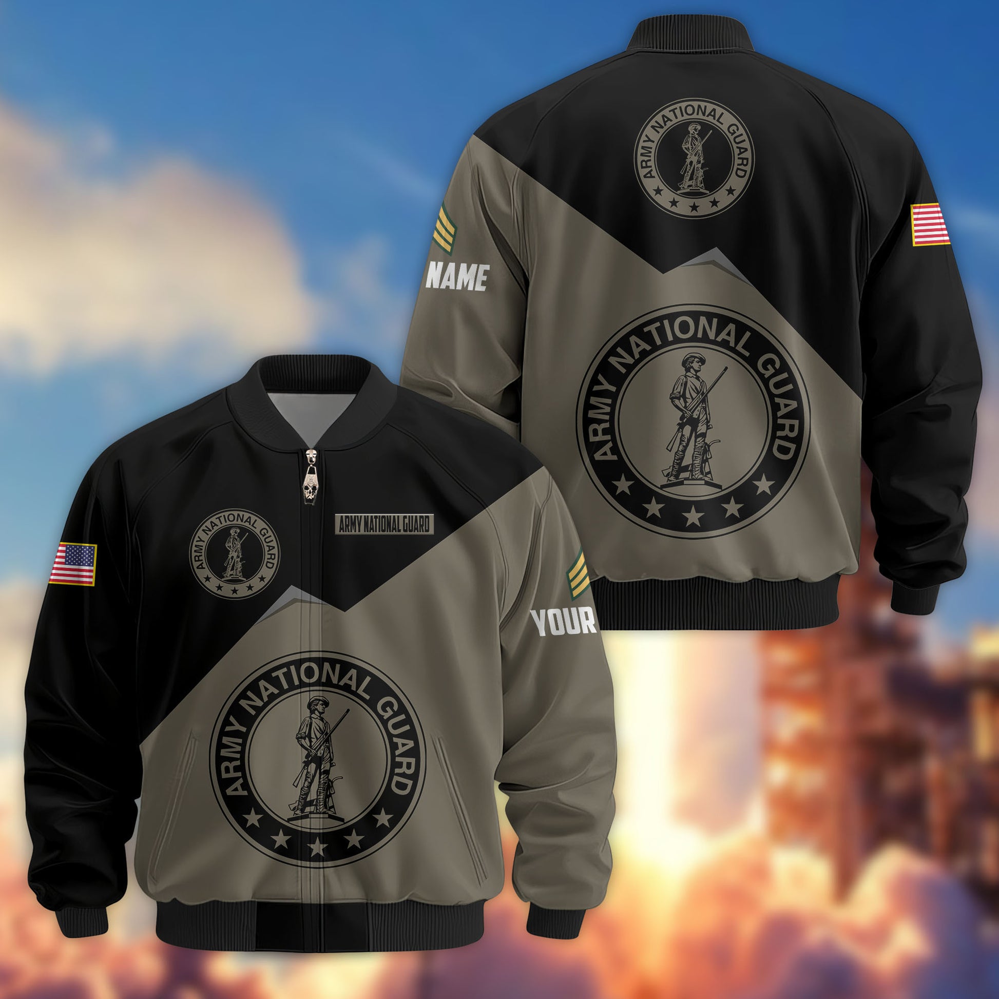 Premium Custom US Army National Guard Veteran Bomber Jacket VPVC804308, Gifts For Army National Guard Veteran, Gifts On Father's Day, Veterans Day.