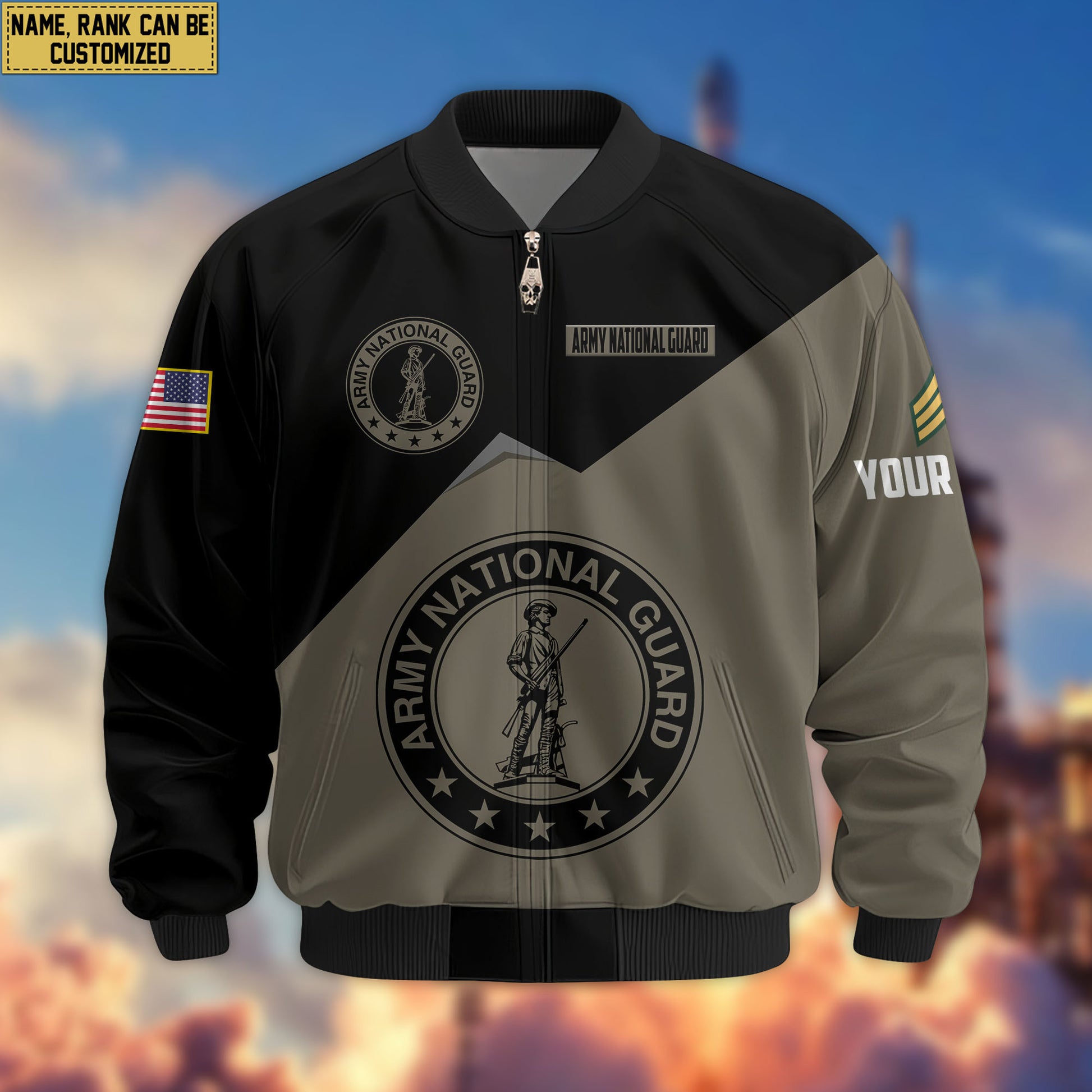 Premium Custom US Army National Guard Veteran Bomber Jacket VPVC804308, Gifts For Army National Guard Veteran, Gifts On Father's Day, Veterans Day.