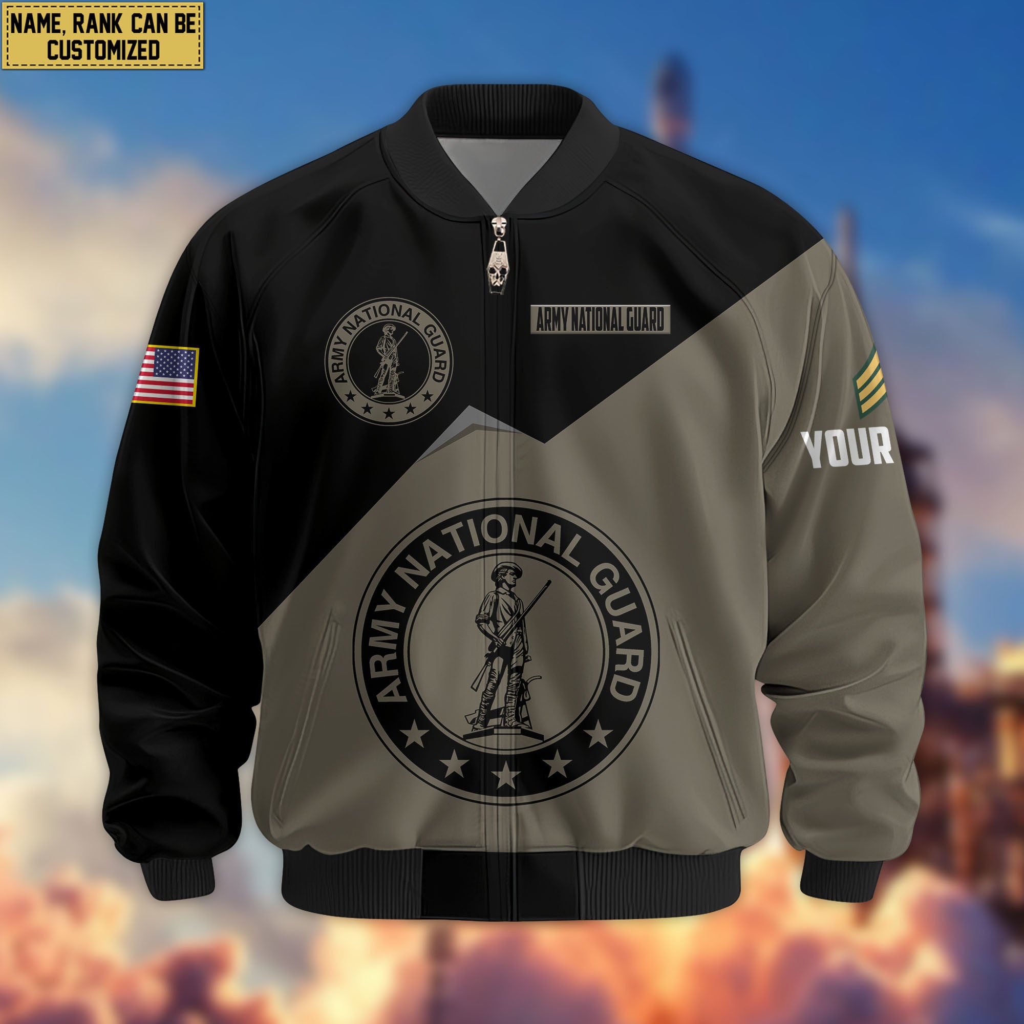 Premium Custom US Army National Guard Veteran Bomber Jacket VPVC804308, Gifts For Army National Guard Veteran, Gifts On Father's Day, Veterans Day.