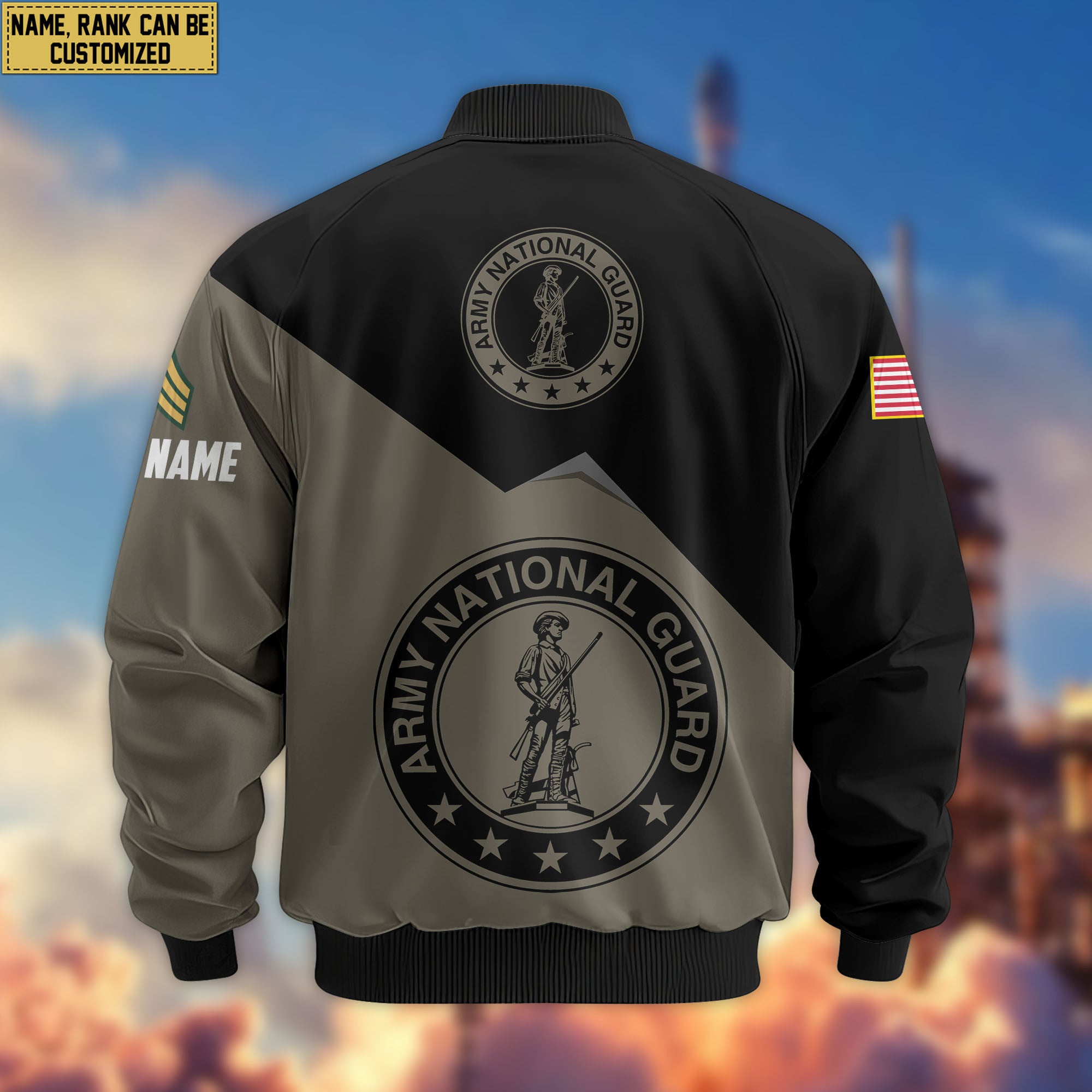 Premium Custom US Army National Guard Veteran Bomber Jacket VPVC804308, Gifts For Army National Guard Veteran, Gifts On Father's Day, Veterans Day.