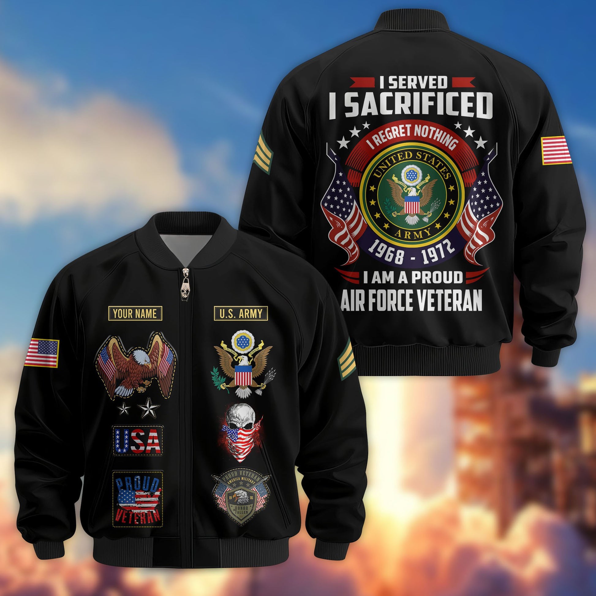 Premium Custom US Army Veteran Bomber Jacket VPVC804401, Gifts For US Army Veteran, Gifts On Father's Day, Veterans Day.