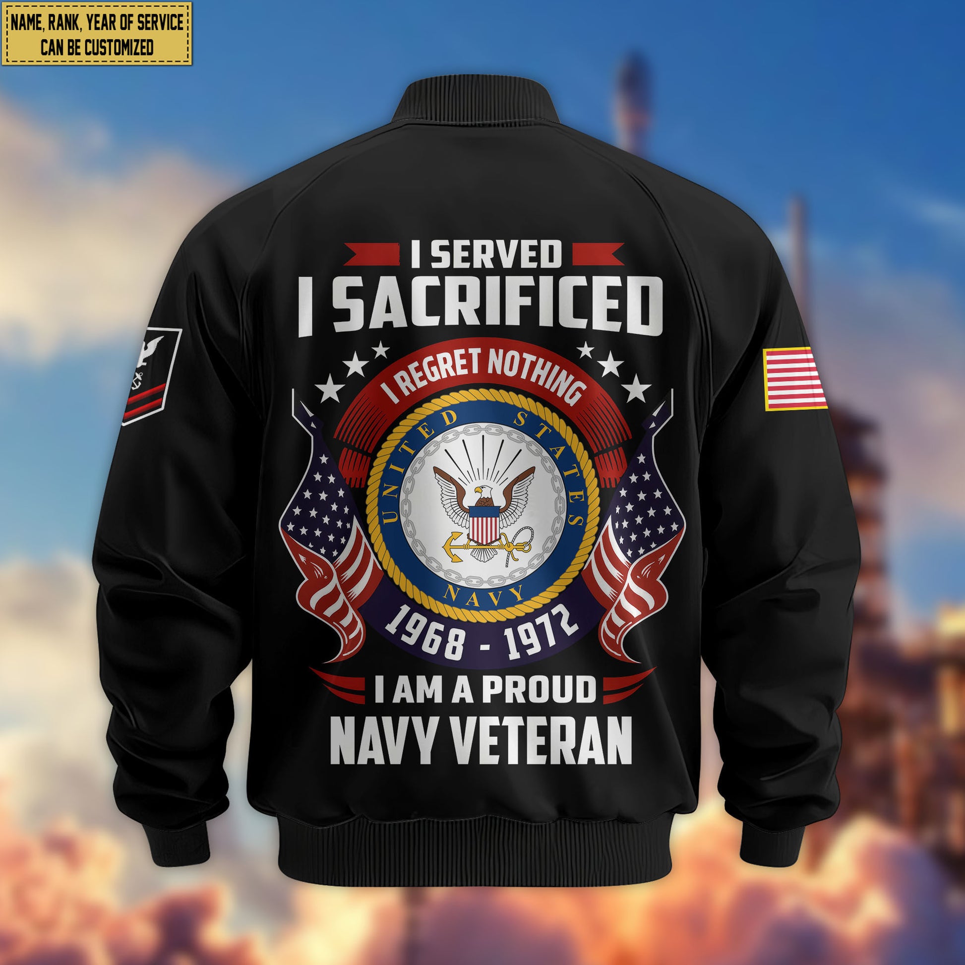 Premium Custom US Navy Veteran Bomber Jacket VPVC804402, Gifts For US Navy Veteran, Gifts On Father's Day, Veterans Day.