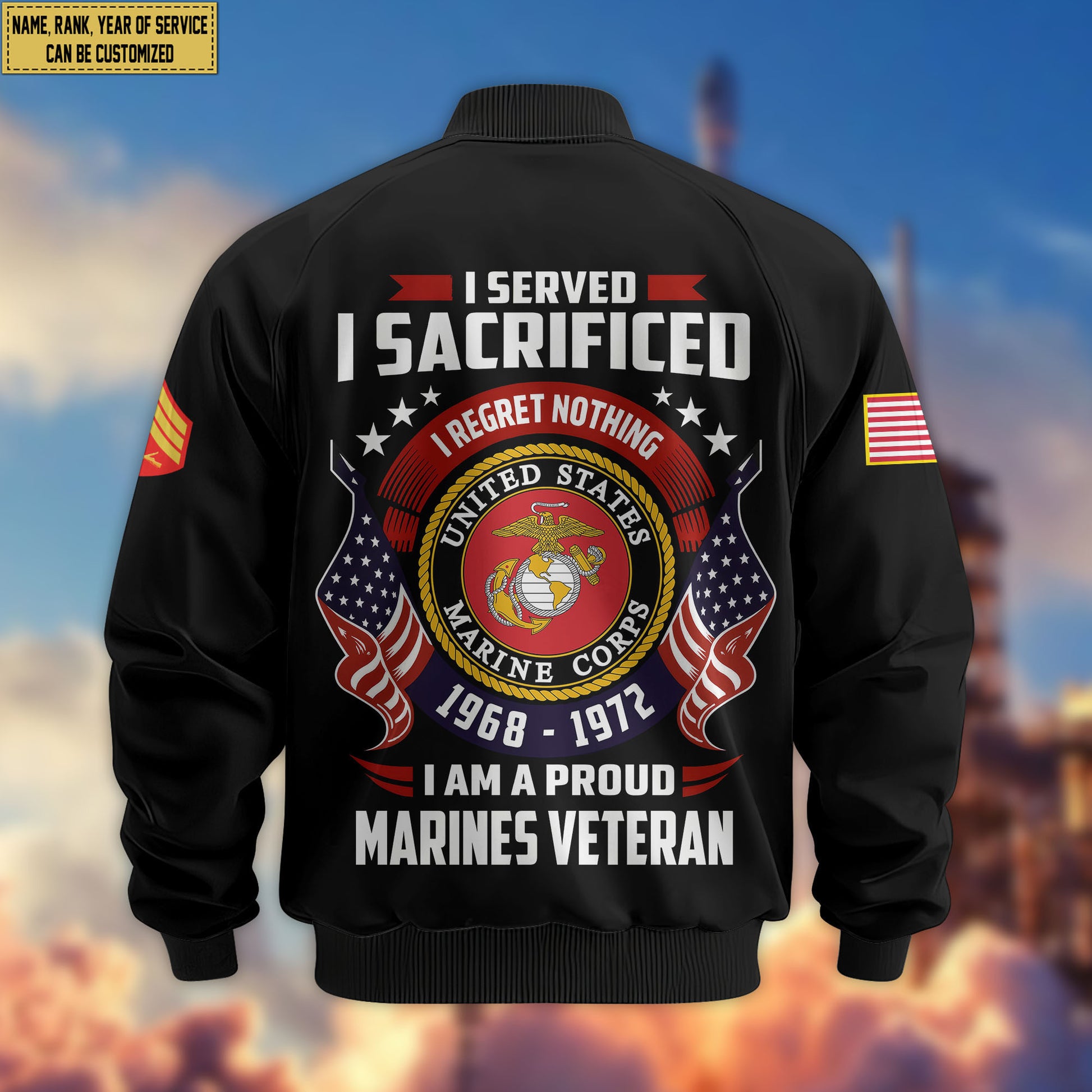 Premium Custom USMC Veteran Bomber Jacket VPVC804403, Gifts For US Marine Veteran, Gifts On Father's Day, Veterans Day.