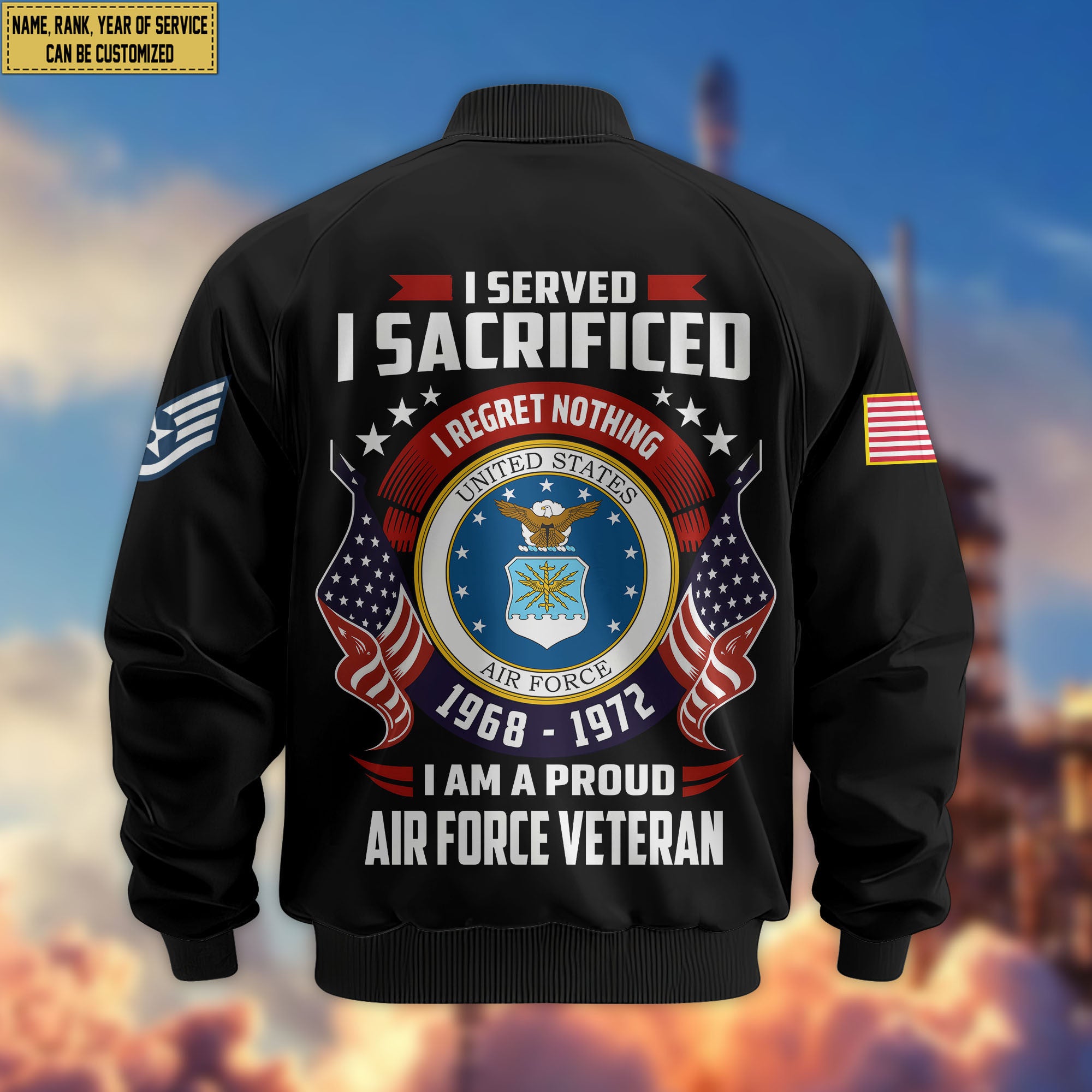 Premium Custom USAF Veteran Bomber Jacket VPVC804404, Gifts For US Air Force Veteran, Gifts On Father's Day, Veterans Day.