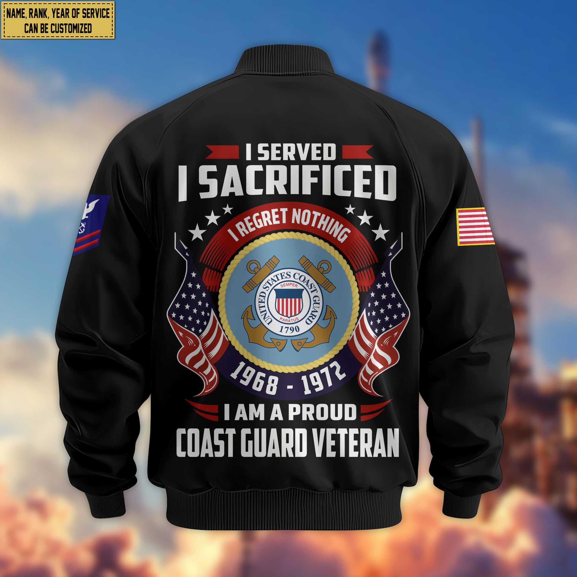 Premium Custom USCG Veteran Bomber Jacket VPVC804405, Gifts For Coast Guard Veteran, Gifts On Father's Day, Veterans Day.