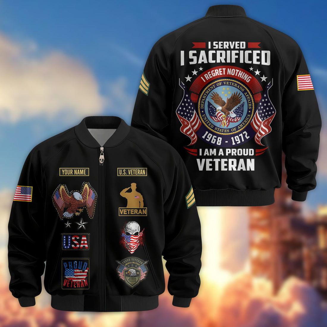 Premium Custom US Veteran Bomber Jacket VPVC804407, Gifts For US Veteran, Gifts On Father's Day, Veterans Day.