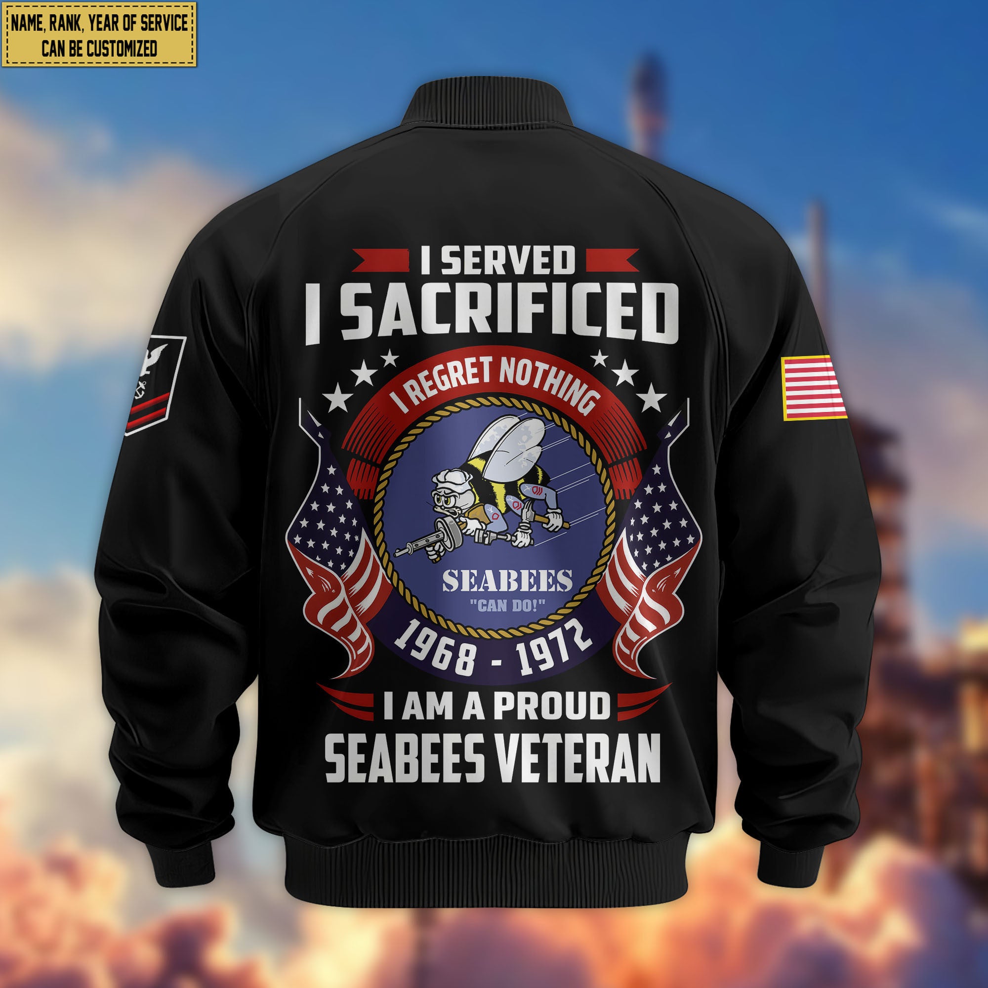Premium Custom US Seabees Bomber Jacket VPVC804409, Gifts For Seabees Veteran, Gifts On Father's Day, Veterans Day.