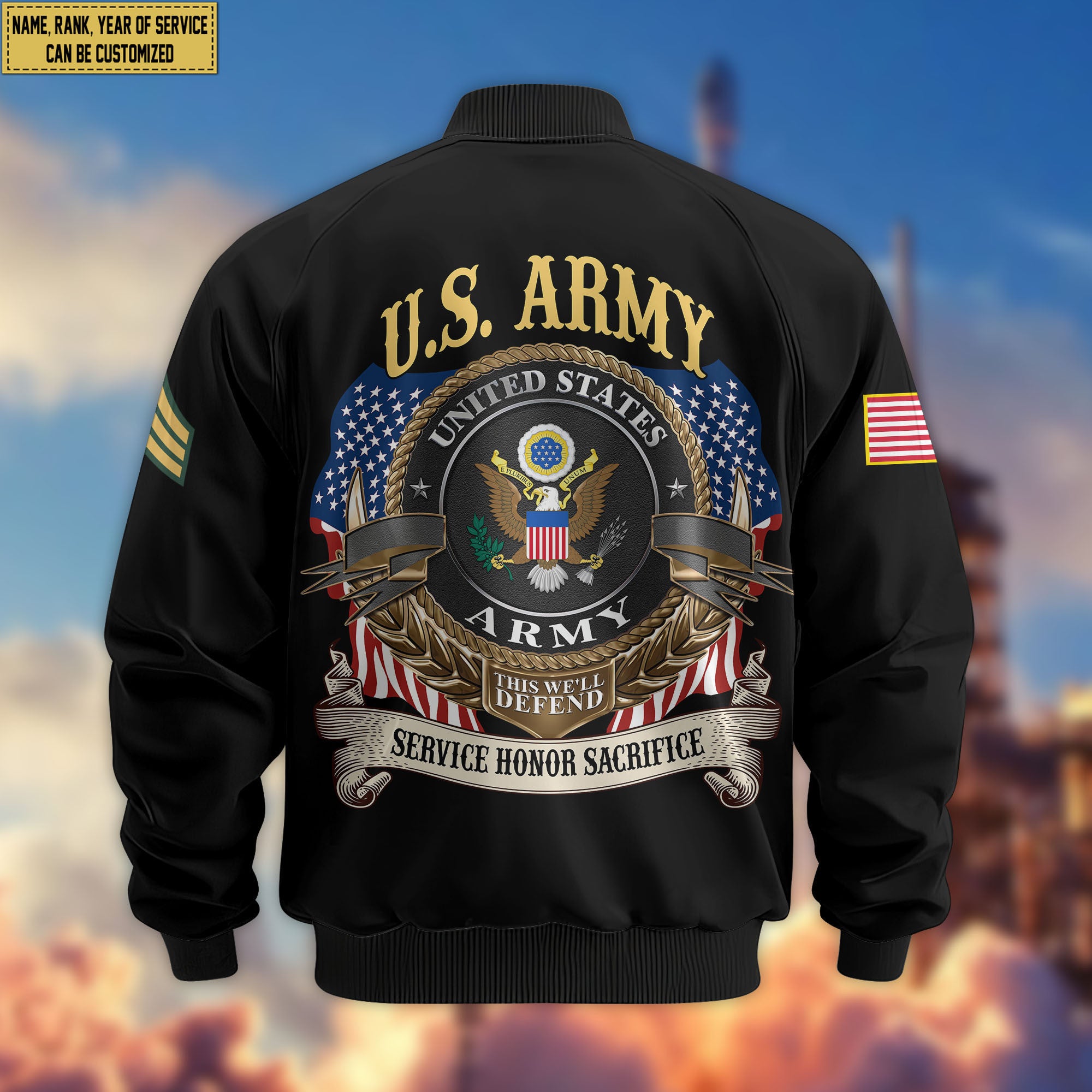 Premium Custom US Army Veteran Bomber Jacket VPVC804501, Gifts For US Army Veteran, Gifts On Father's Day, Veterans Day.