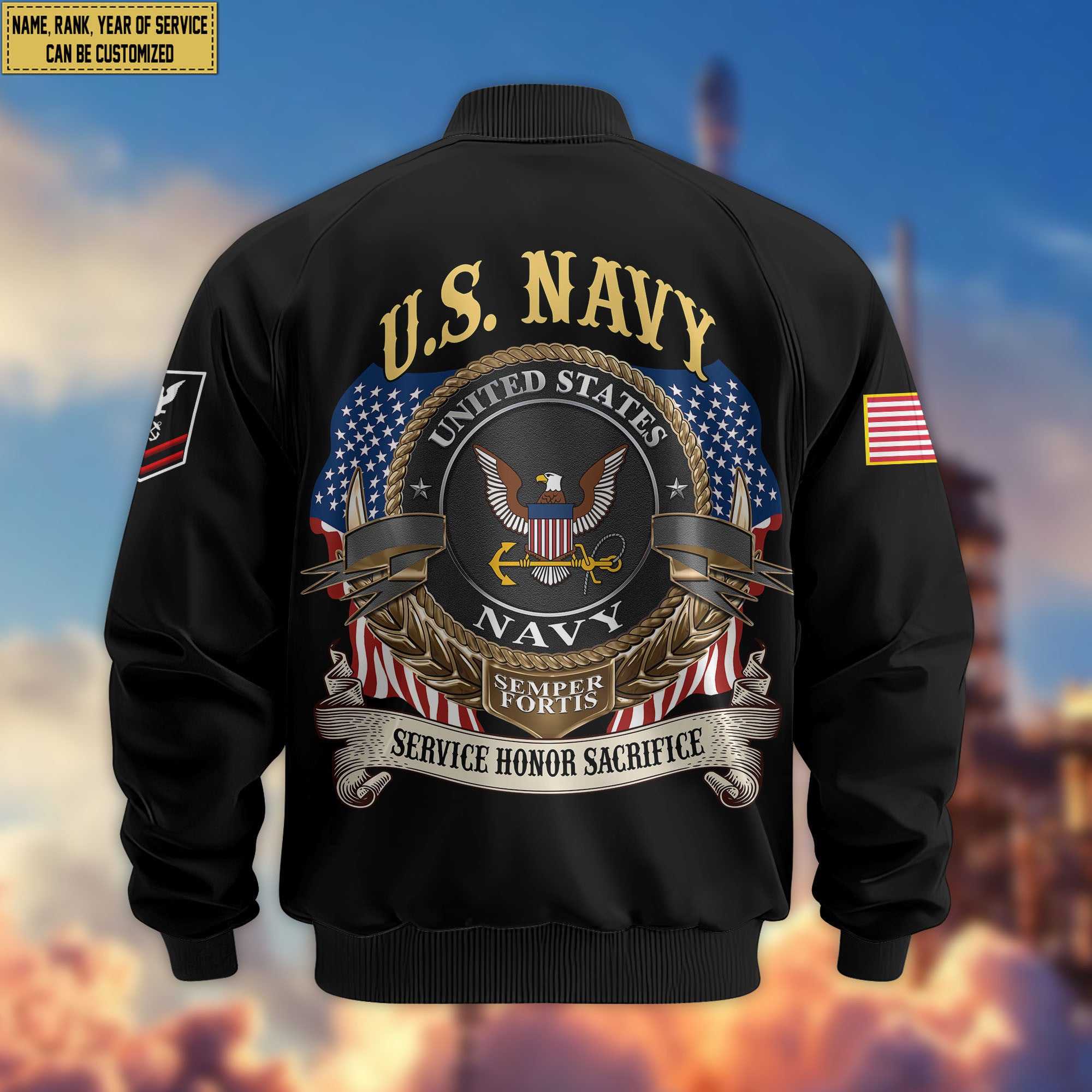 Premium Custom US Navy Veteran Bomber Jacket VPVC804502, Gifts For US Navy Veteran, Gifts On Father's Day, Veterans Day.