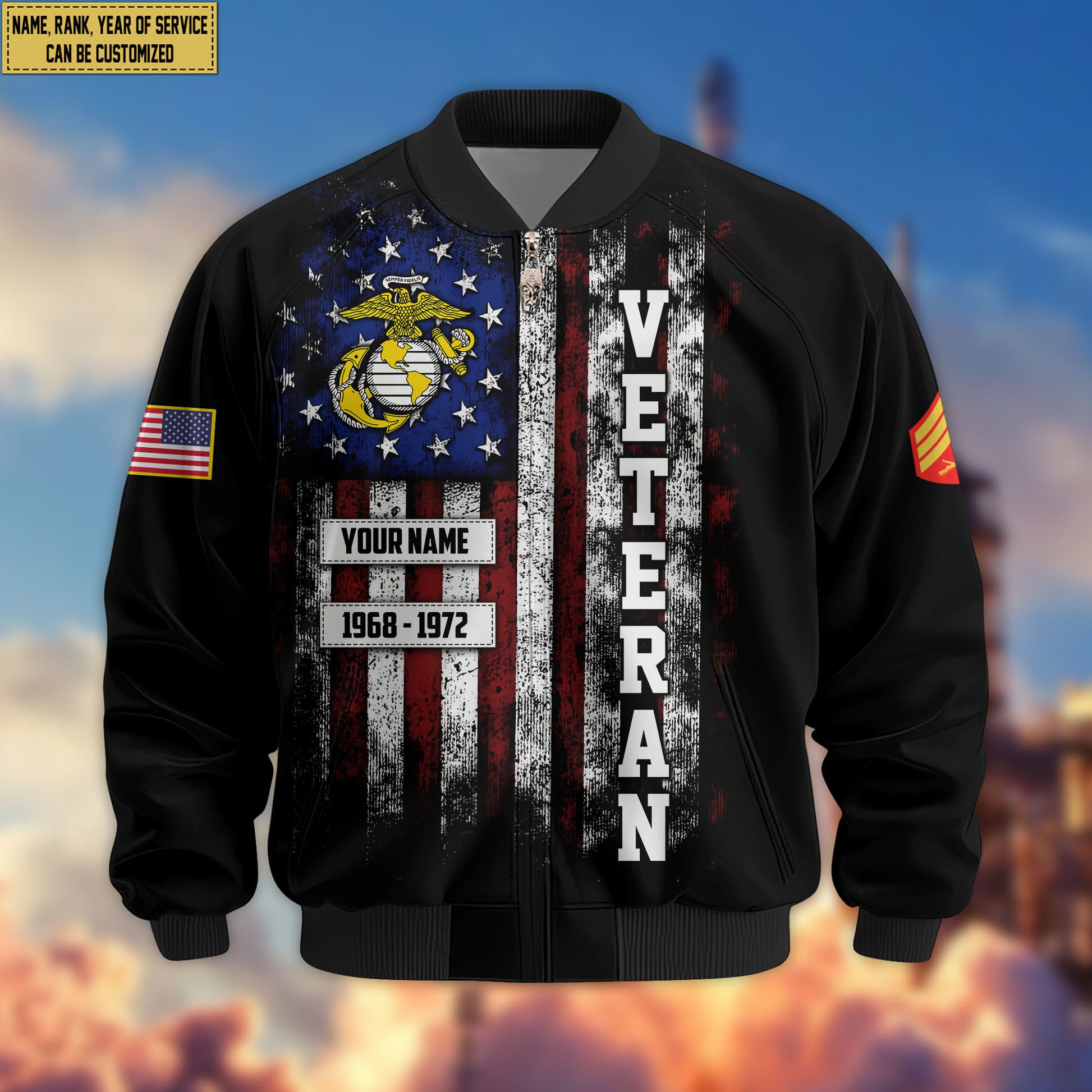 Premium Custom USMC Veteran Bomber Jacket VPVC804503, Gifts For US Marine Veteran, Gifts On Father's Day, Veterans Day.