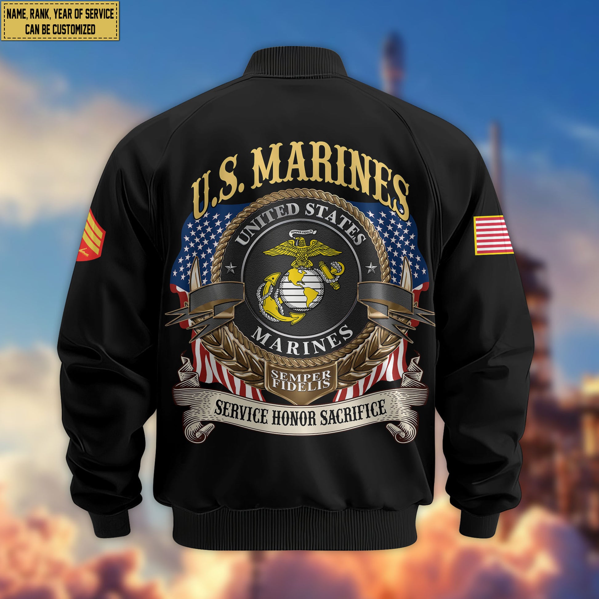Premium Custom USMC Veteran Bomber Jacket VPVC804503, Gifts For US Marine Veteran, Gifts On Father's Day, Veterans Day.