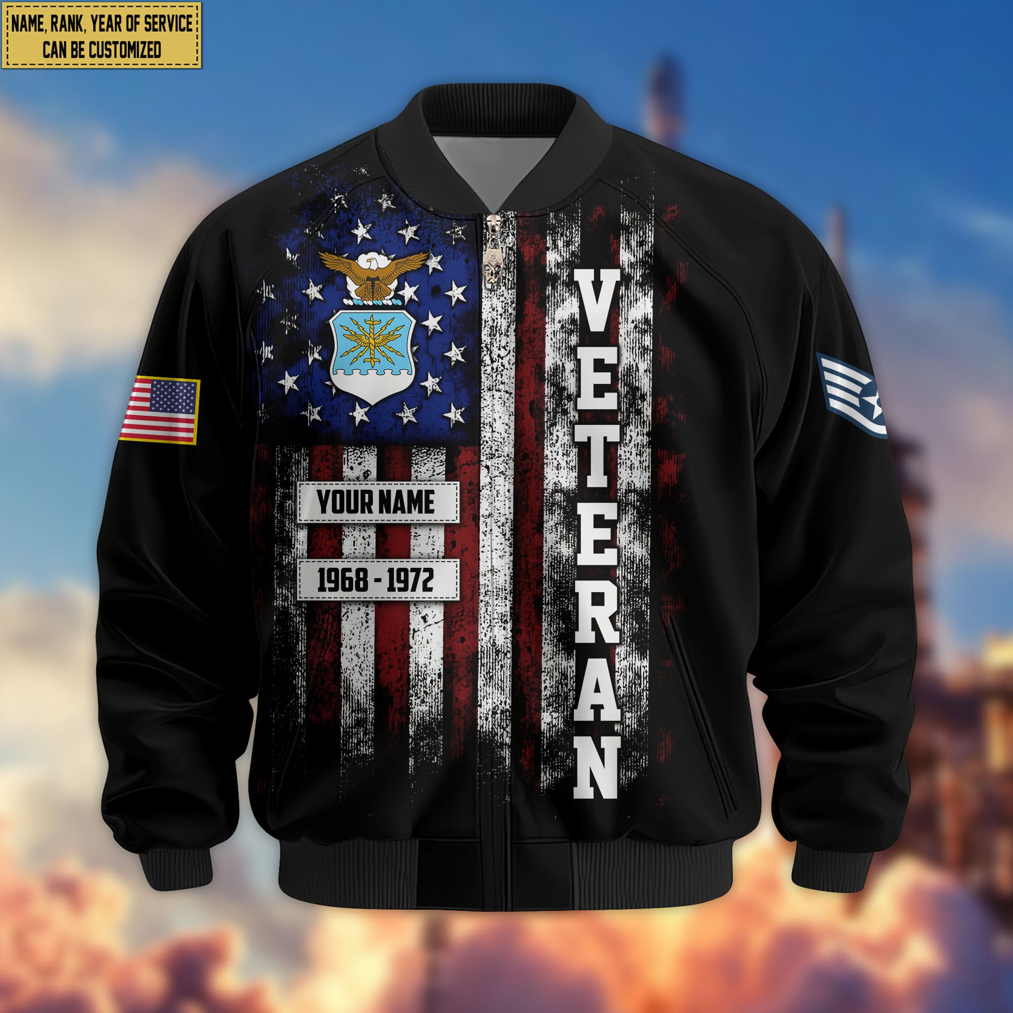 Premium Custom USAF Veteran Bomber Jacket VPVC804504, Gifts For US Air Force Veteran, Gifts On Father's Day, Veterans Day.