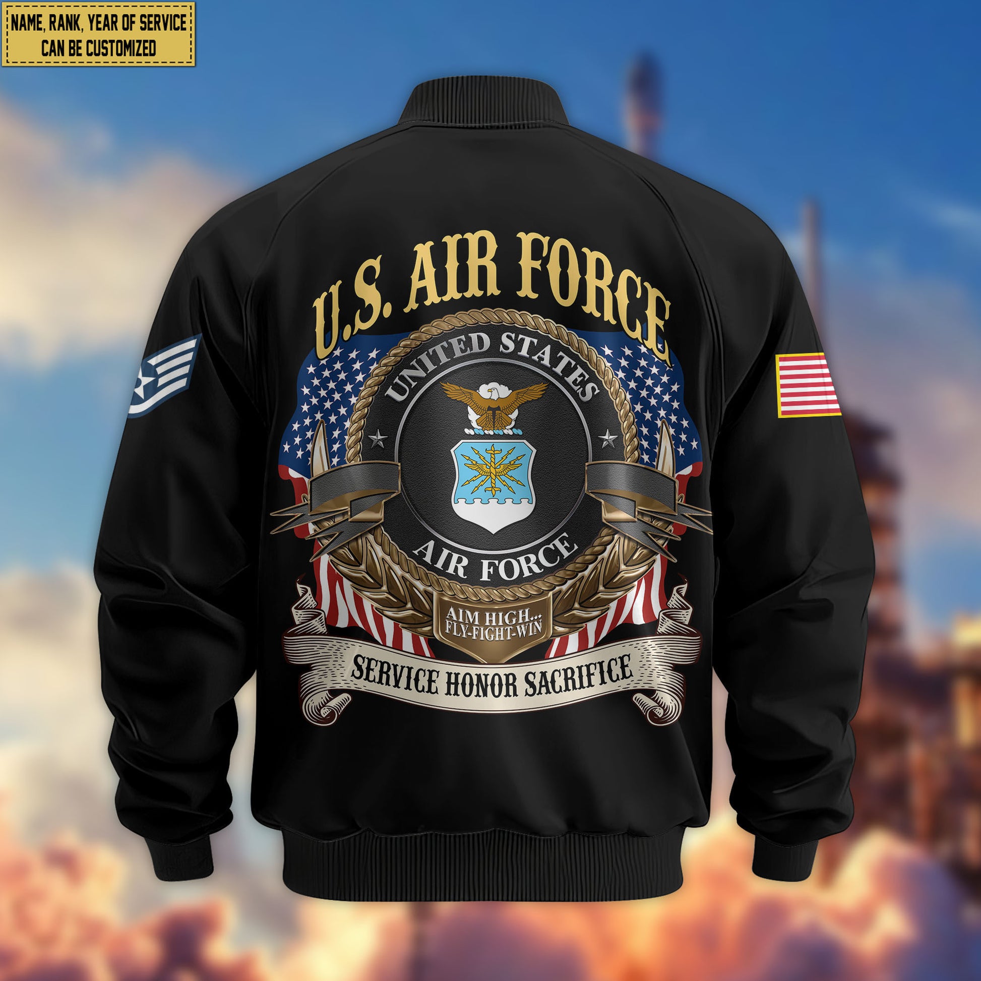 Premium Custom USAF Veteran Bomber Jacket VPVC804504, Gifts For US Air Force Veteran, Gifts On Father's Day, Veterans Day.