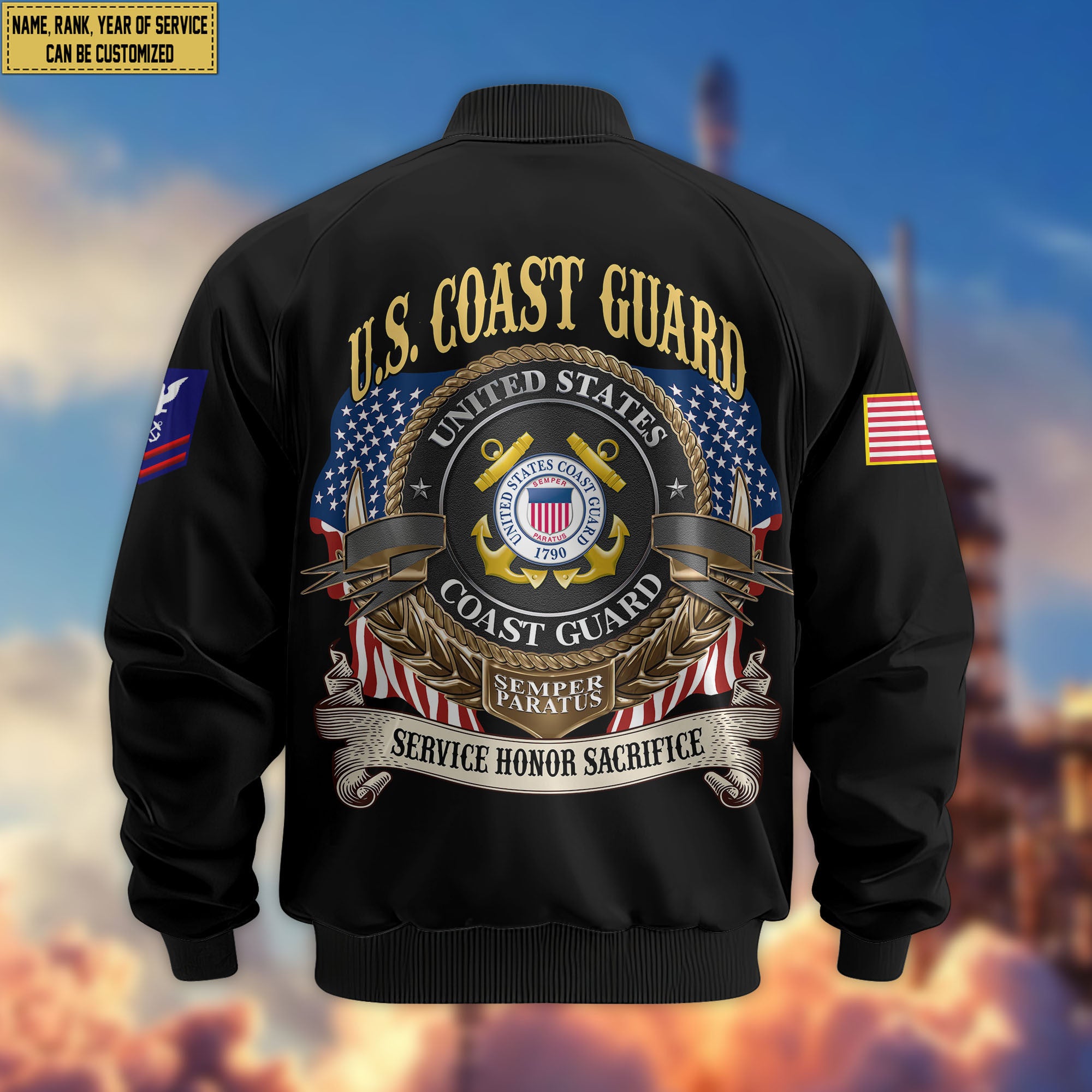 Premium Custom USCG Veteran Bomber Jacket VPVC804505, Gifts For Coast Guard Veteran, Gifts On Father's Day, Veterans Day.