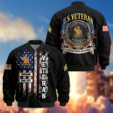 Premium Custom US Veteran Bomber Jacket VPVC804507, Gifts For US Veteran, Gifts On Father's Day, Veterans Day.