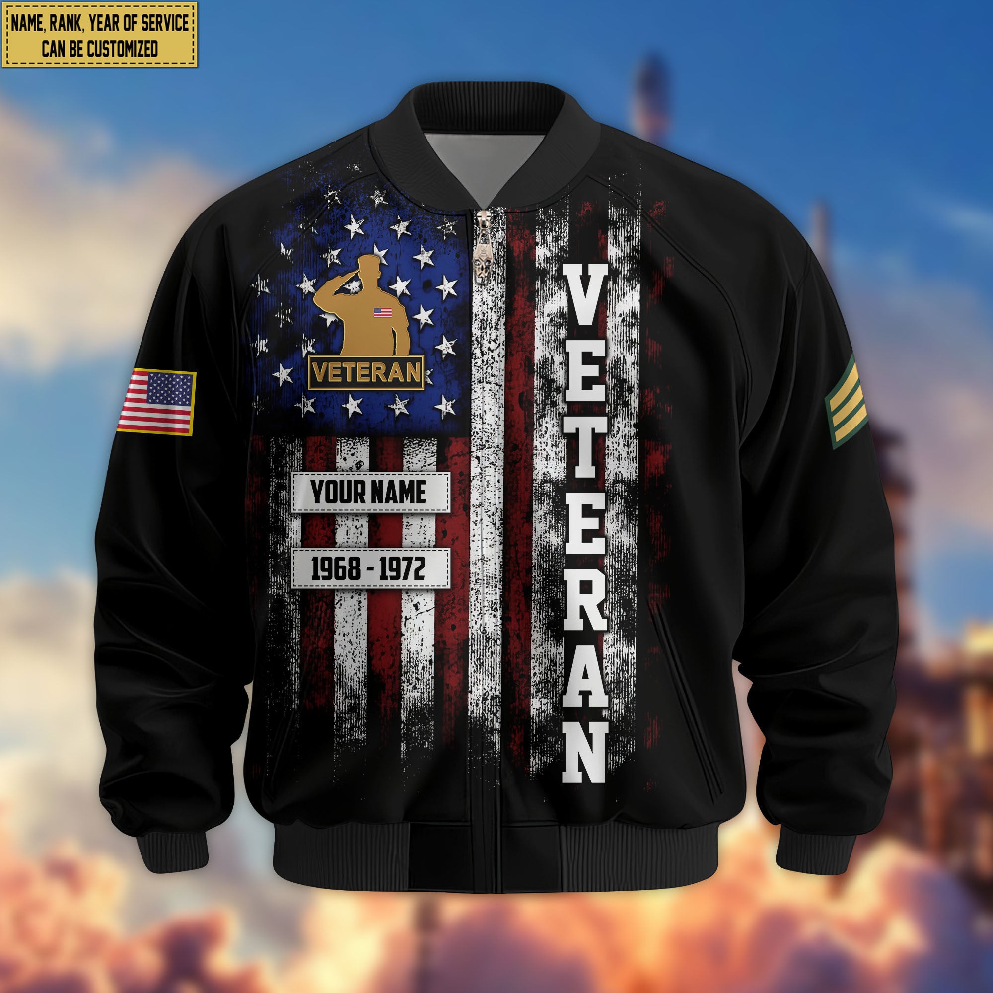 Premium Custom US Veteran Bomber Jacket VPVC804507, Gifts For US Veteran, Gifts On Father's Day, Veterans Day.