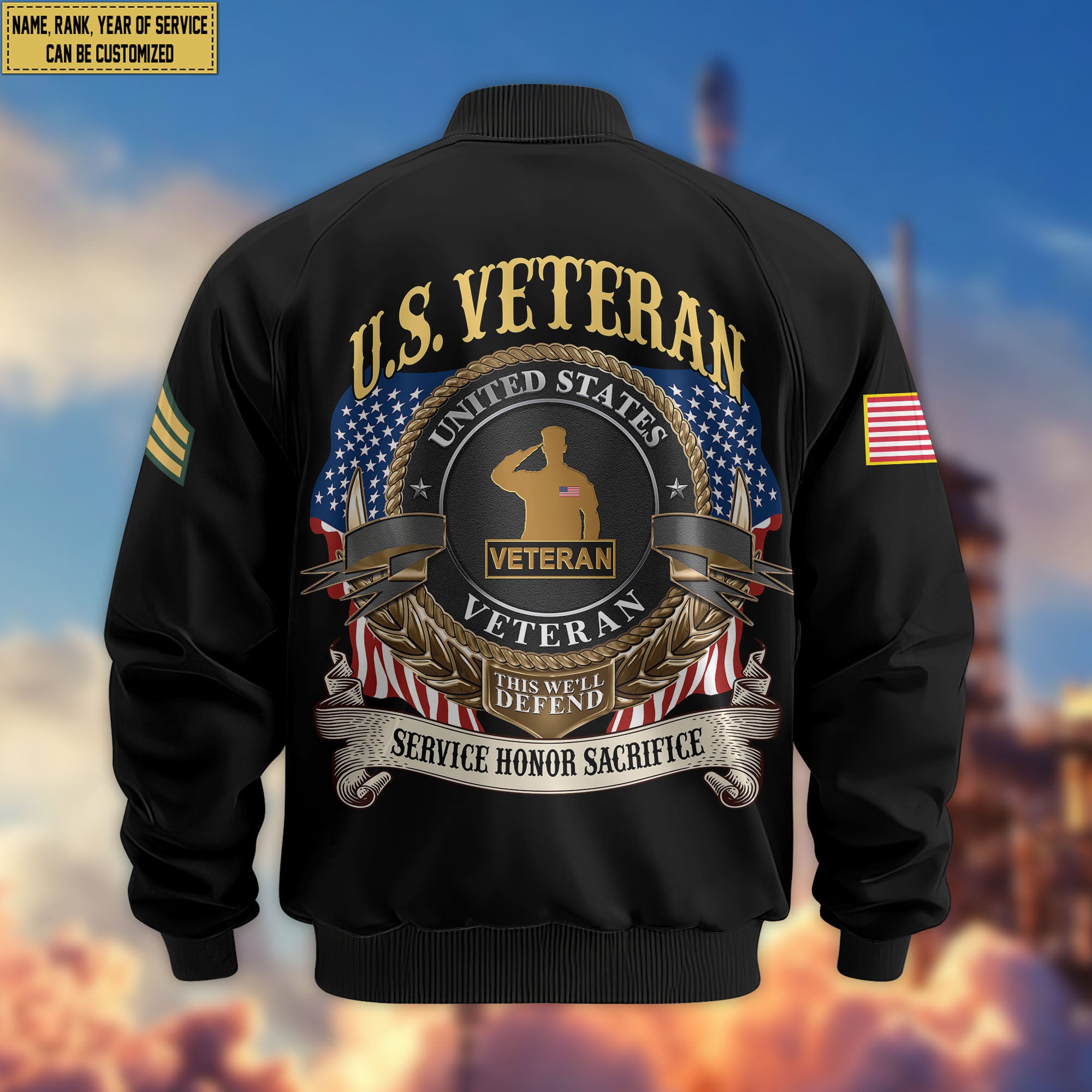 Premium Custom US Veteran Bomber Jacket VPVC804507, Gifts For US Veteran, Gifts On Father's Day, Veterans Day.