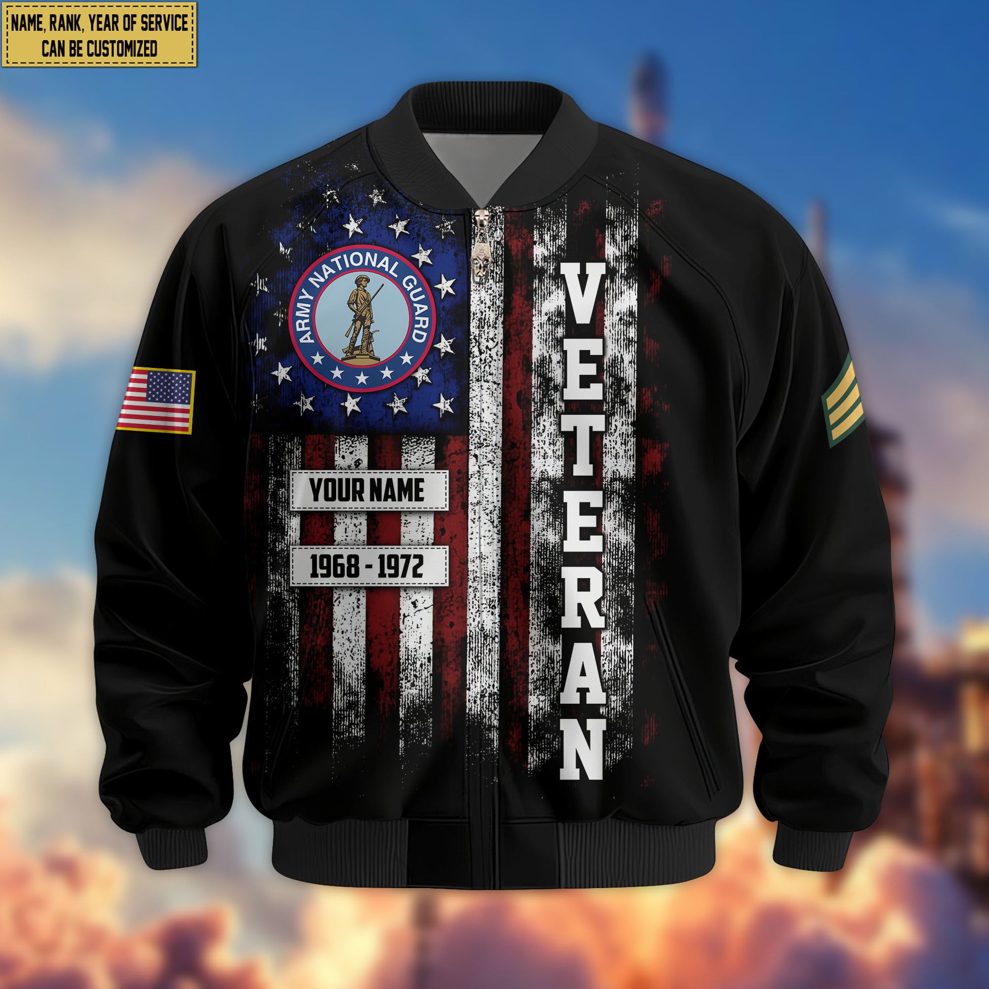 Premium Custom US Army National Guard Veteran Bomber Jacket VPVC804508, Gifts For Army National Guard Veteran, Gifts On Father's Day, Veterans Day.