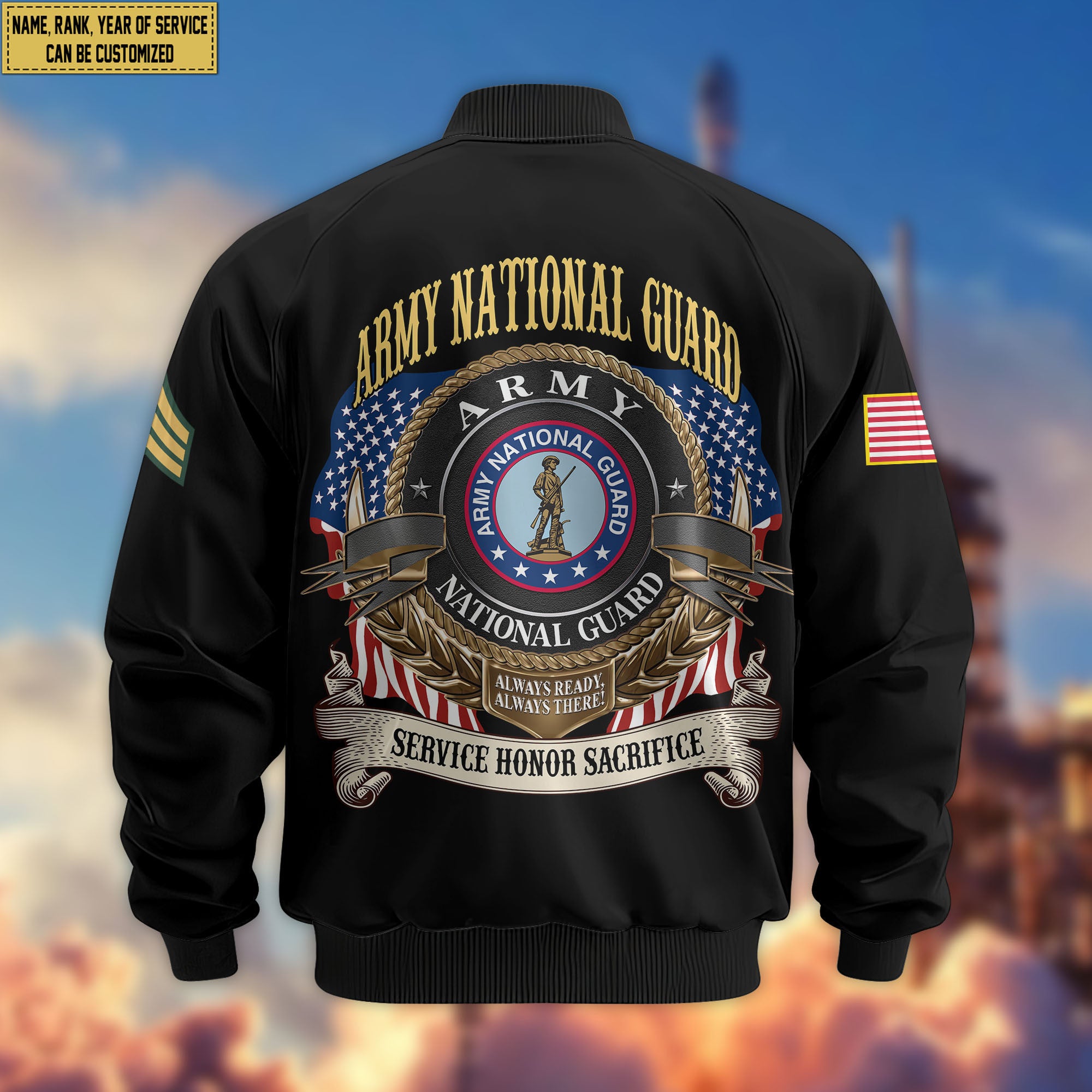 Premium Custom US Army National Guard Veteran Bomber Jacket VPVC804508, Gifts For Army National Guard Veteran, Gifts On Father's Day, Veterans Day.