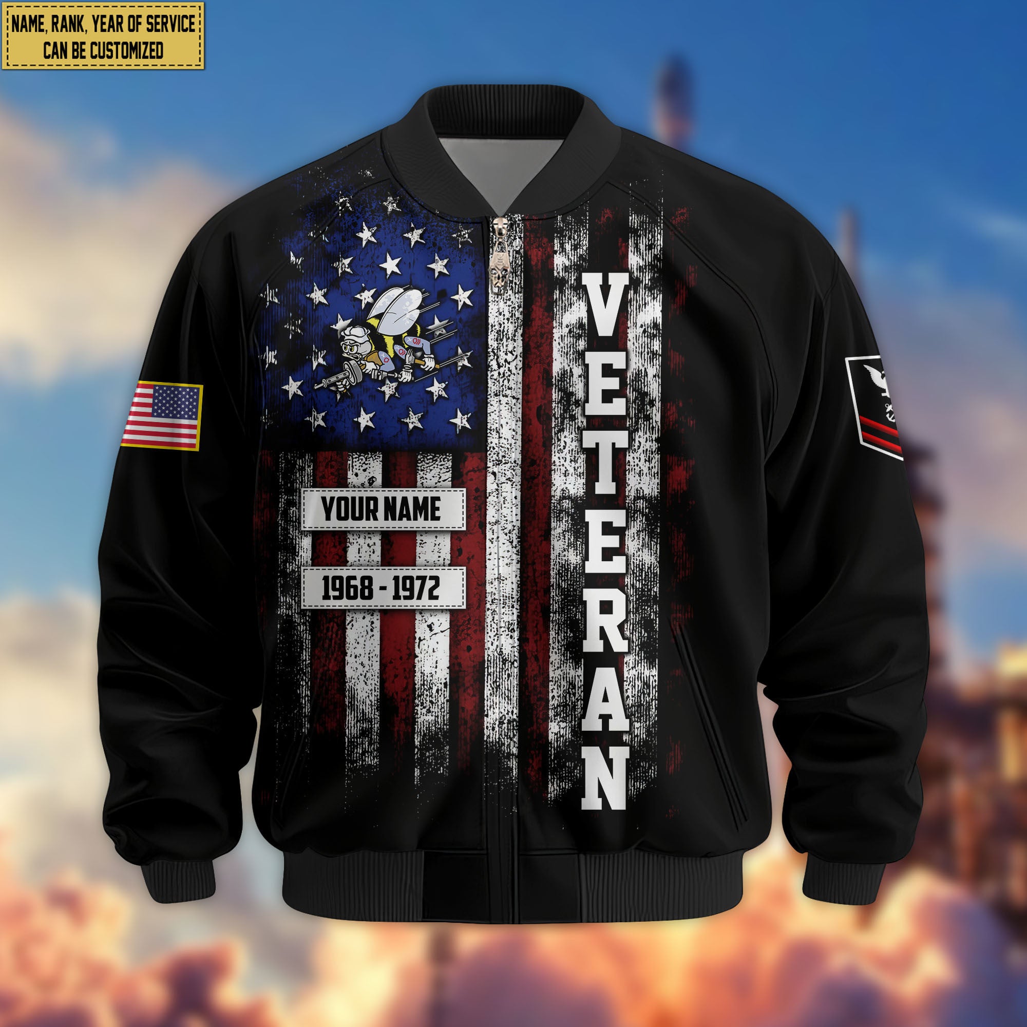 Premium Custom US Seabees Bomber Jacket VPVC804509, Gifts For Seabees Veteran, Gifts On Father's Day, Veterans Day.