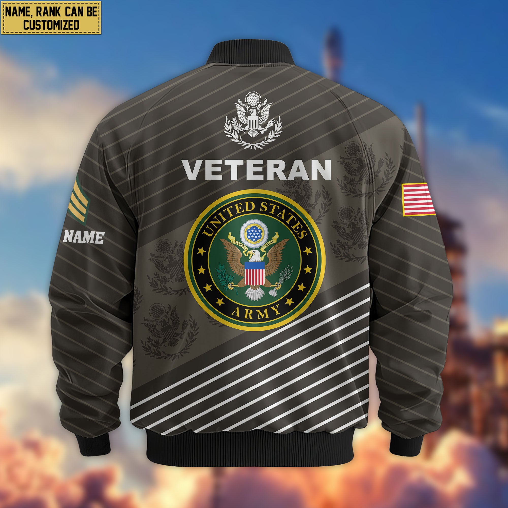 Premium Custom US Army Veteran Bomber Jacket VPVC804601, Gifts For US Army Veteran, Gifts On Father's Day, Veterans Day.