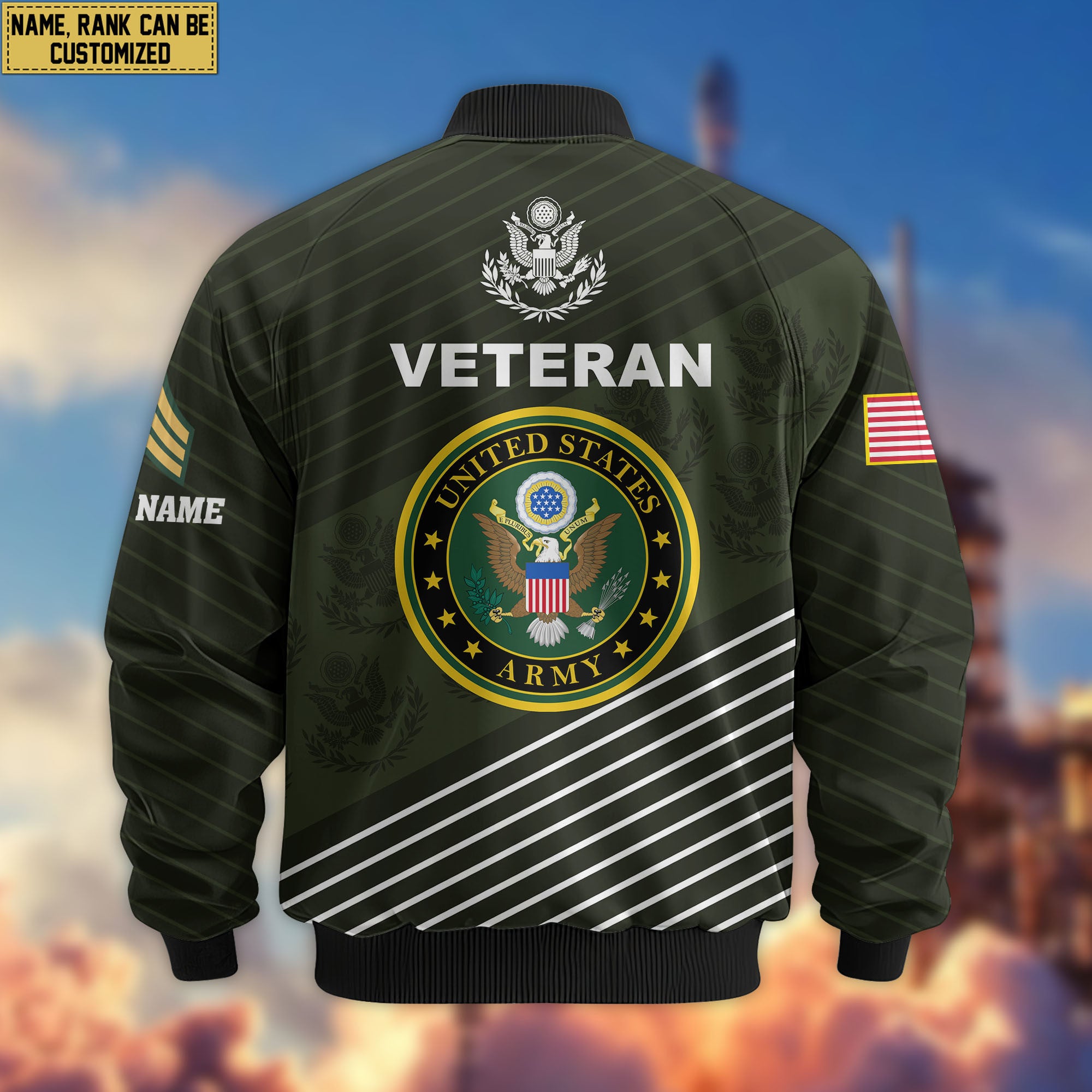 Premium Custom US Army Veteran Bomber Jacket VPVC804610, Gifts For US Army Veteran, Gifts On Father's Day, Veterans Day.