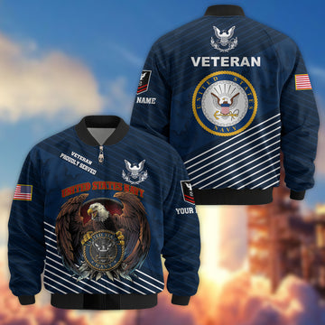 Premium Custom US Navy Veteran Bomber Jacket VPVC804602, Gifts For US Navy Veteran, Gifts On Father's Day, Veterans Day.