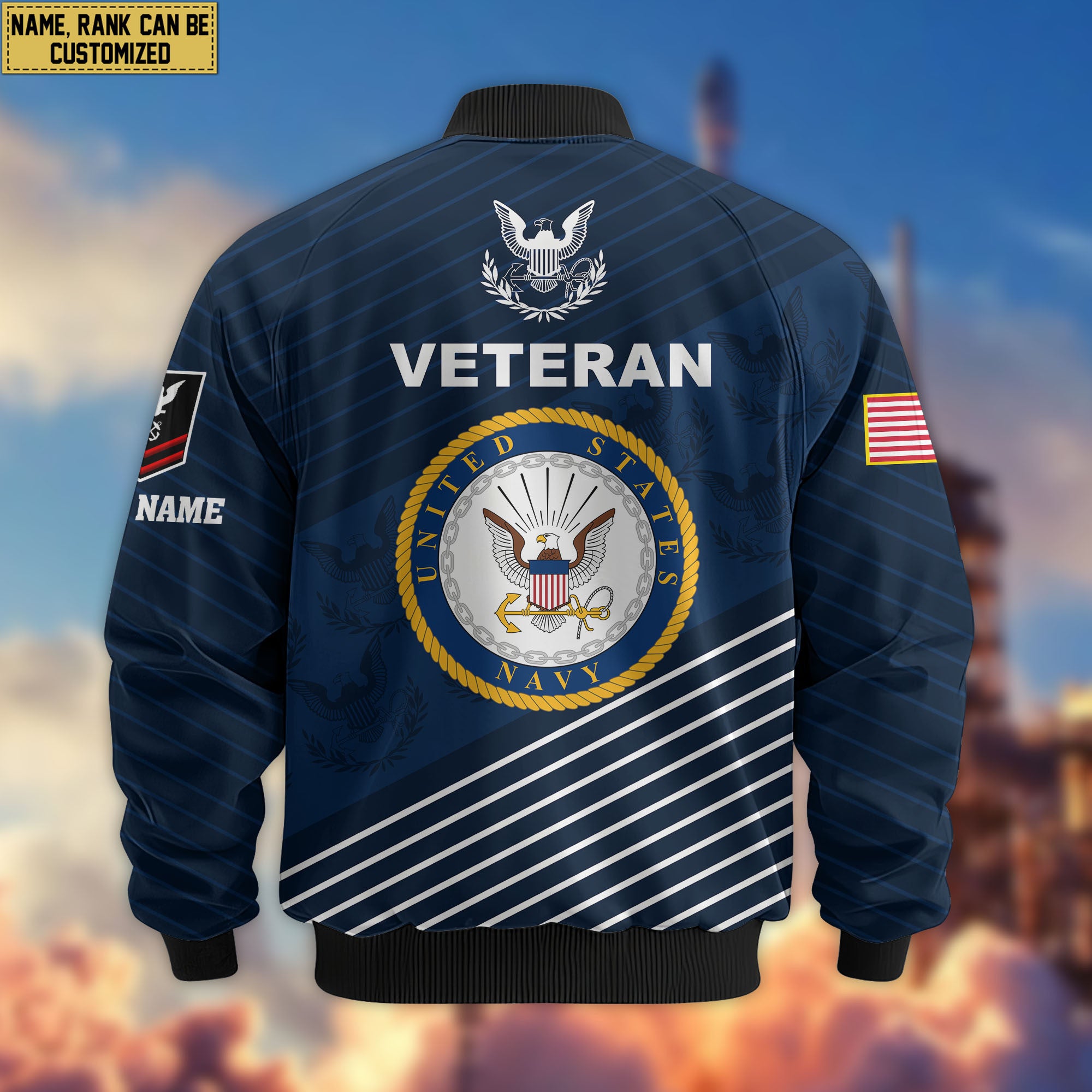 Premium Custom US Navy Veteran Bomber Jacket VPVC804602, Gifts For US Navy Veteran, Gifts On Father's Day, Veterans Day.