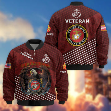 Premium Custom USMC Veteran Bomber Jacket VPVC804603, Gifts For US Marine Veteran, Gifts On Father's Day, Veterans Day.