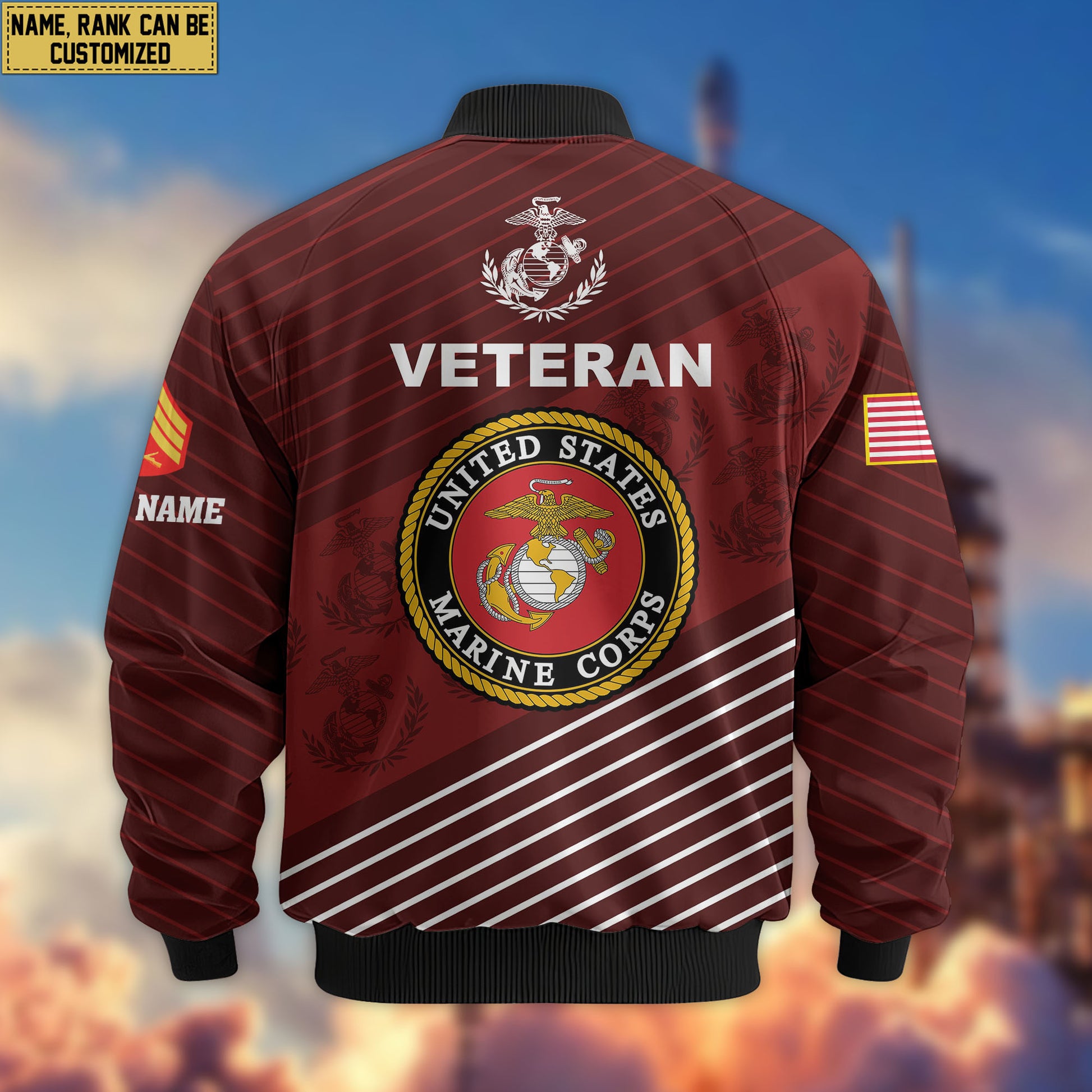 Premium Custom USMC Veteran Bomber Jacket VPVC804603, Gifts For US Marine Veteran, Gifts On Father's Day, Veterans Day.