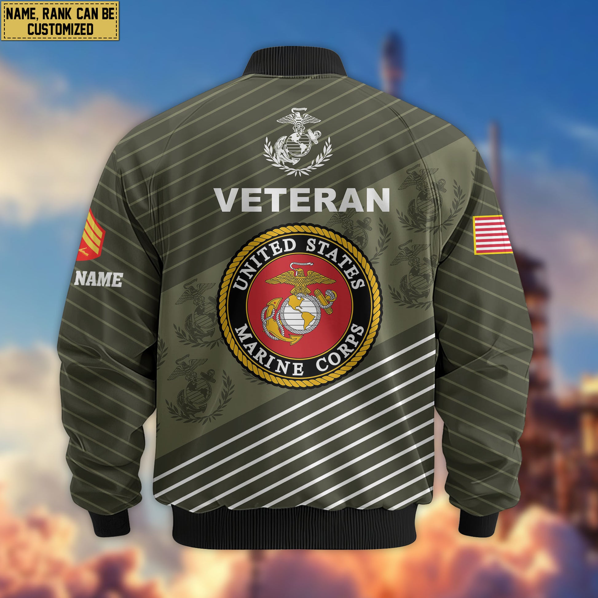 Premium Custom USMC Veteran Bomber Jacket VPVC804611, Gifts For US Marine Veteran, Gifts On Father's Day, Veterans Day.