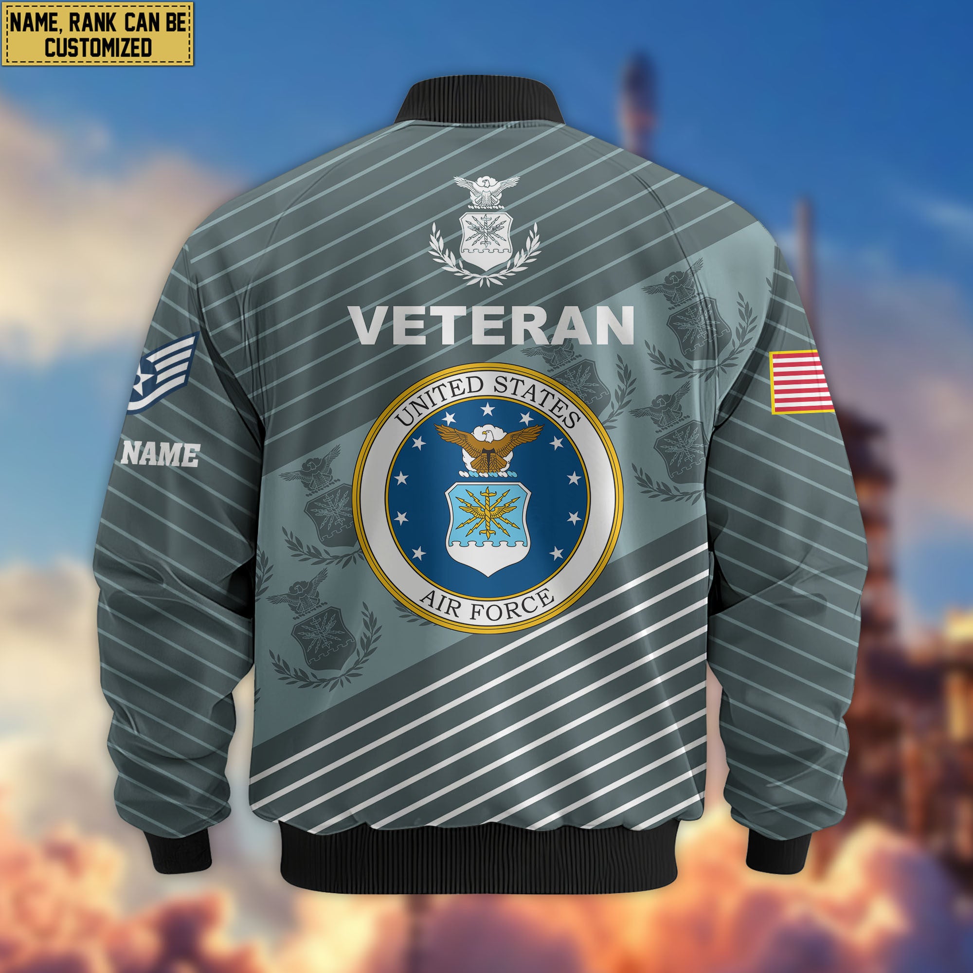 Premium Custom USAF Veteran Bomber Jacket VPVC804604, Gifts For US Air Force Veteran, Gifts On Father's Day, Veterans Day.