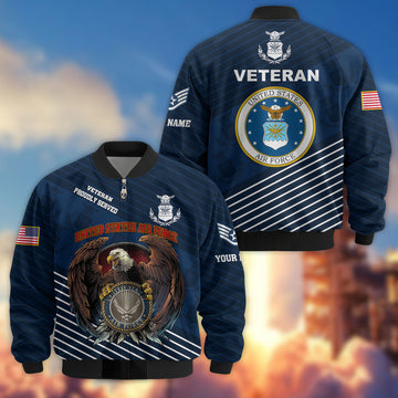 Premium Custom USAF Veteran Bomber Jacket VPVC804612, Gifts For US Air Force Veteran, Gifts On Father's Day, Veterans Day.