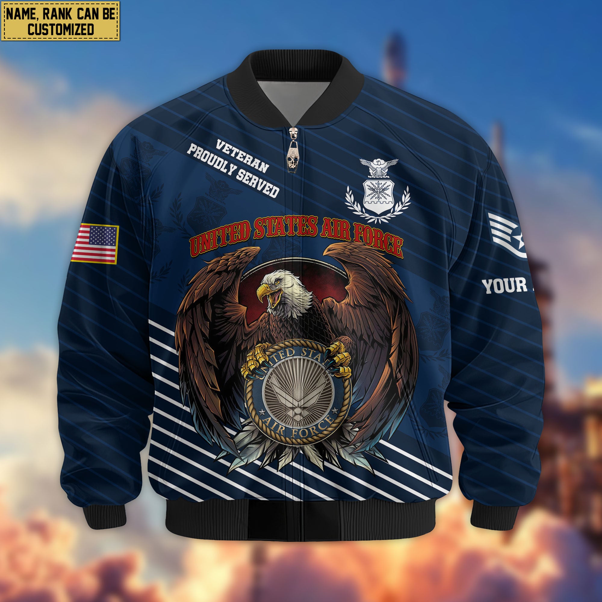 Premium Custom USAF Veteran Bomber Jacket VPVC804612, Gifts For US Air Force Veteran, Gifts On Father's Day, Veterans Day.