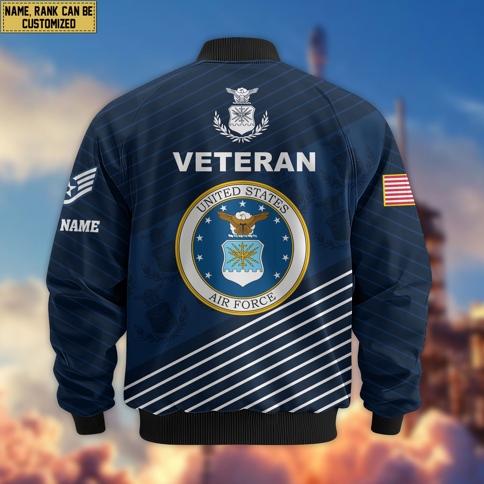 Premium Custom USAF Veteran Bomber Jacket VPVC804612, Gifts For US Air Force Veteran, Gifts On Father's Day, Veterans Day.